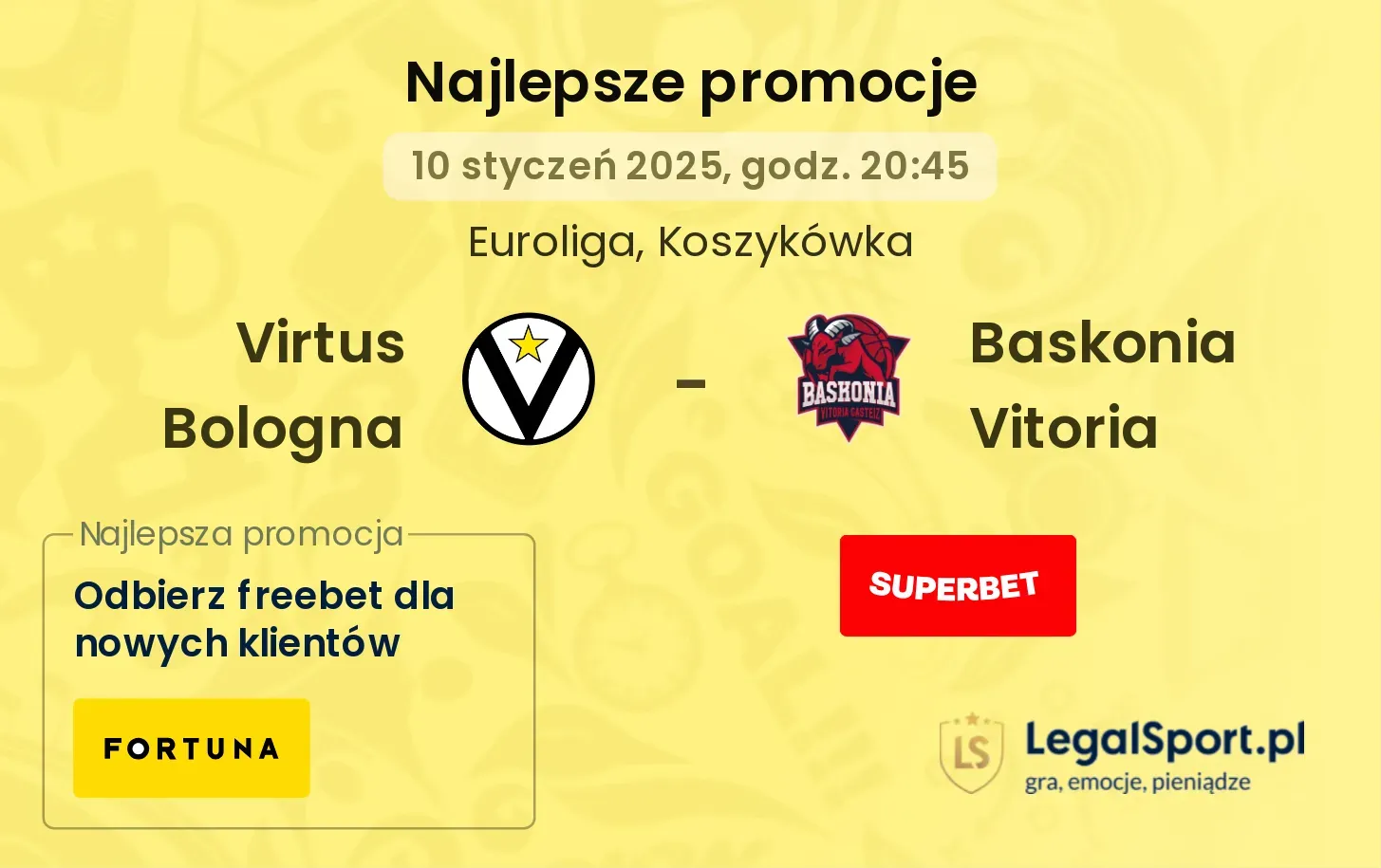 Baskonia Vitoria - Virtus Bologna promocje bonusy na mecz