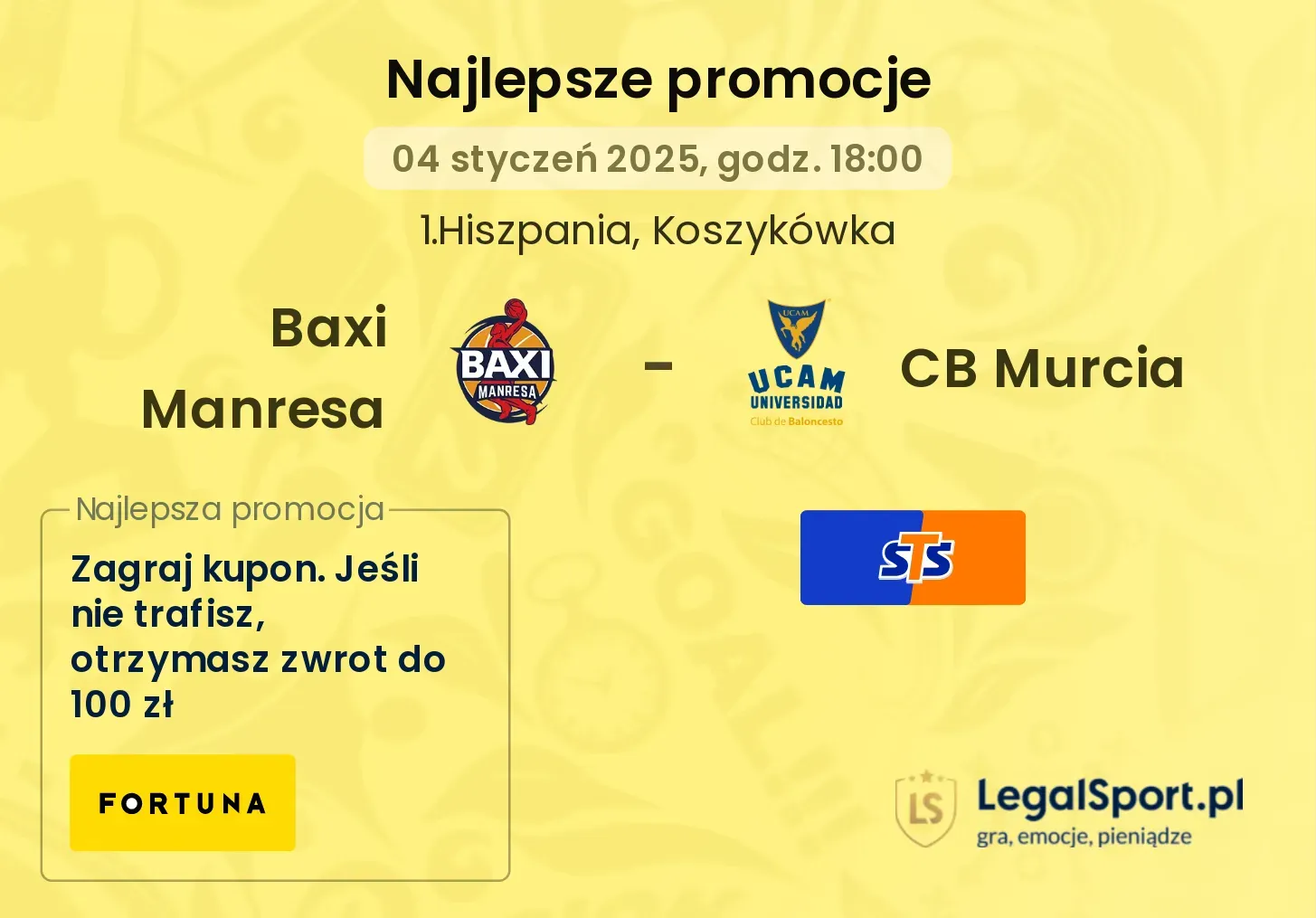 Baxi Manresa - CB Murcia promocje bonusy na mecz