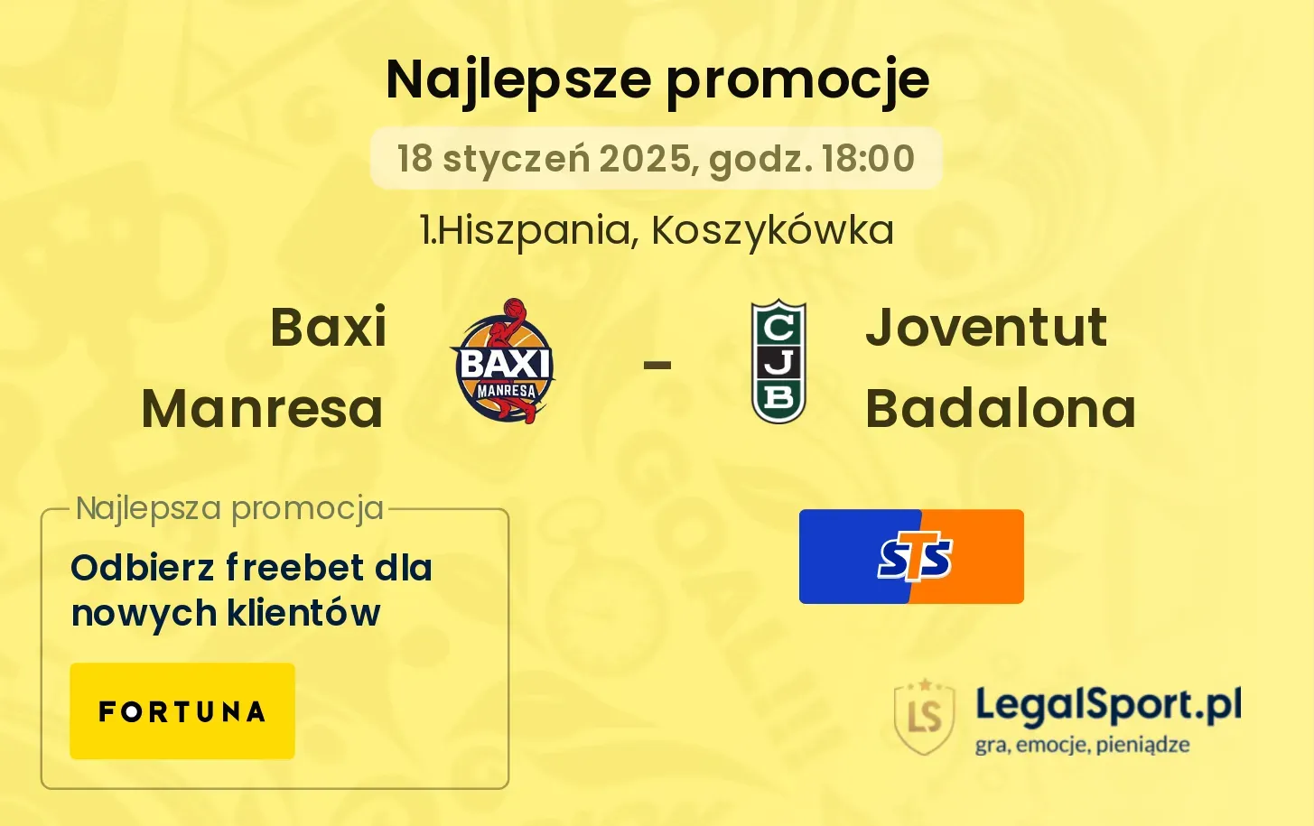 Baxi Manresa - Joventut Badalona promocje bonusy na mecz