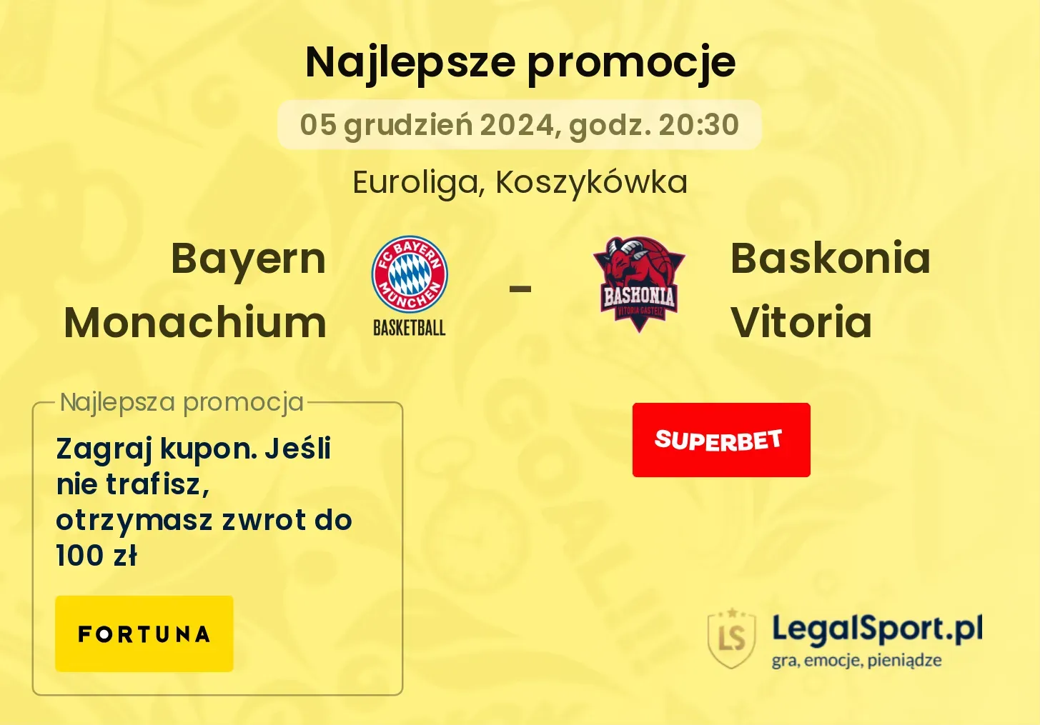 Bayern Monachium - Baskonia Vitoria promocje bonusy na mecz