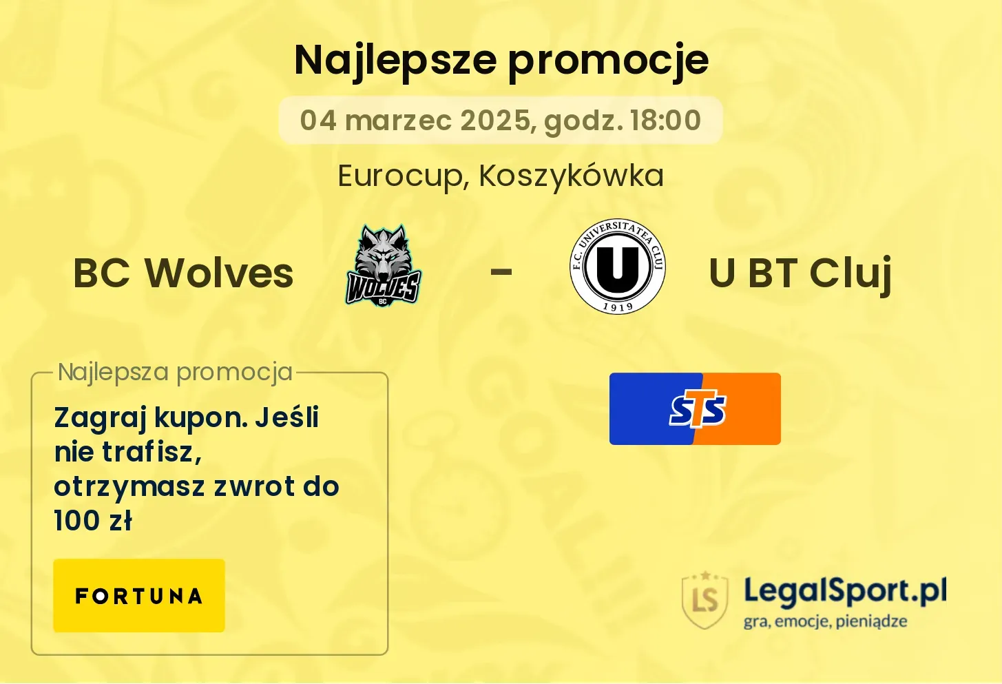 BC Wolves - U BT Cluj promocje bonusy na mecz