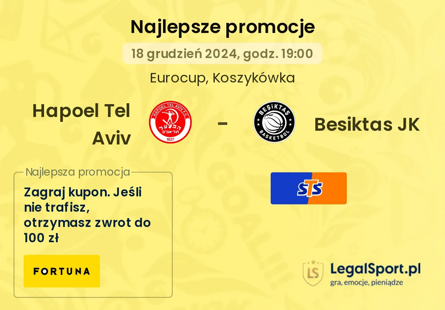 Besiktas JK - Hapoel Tel Aviv promocje bonusy na mecz