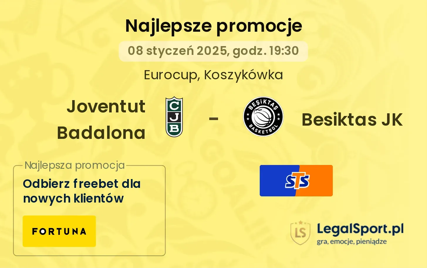 Joventut Badalona - Besiktas JK promocje bukmacherskie