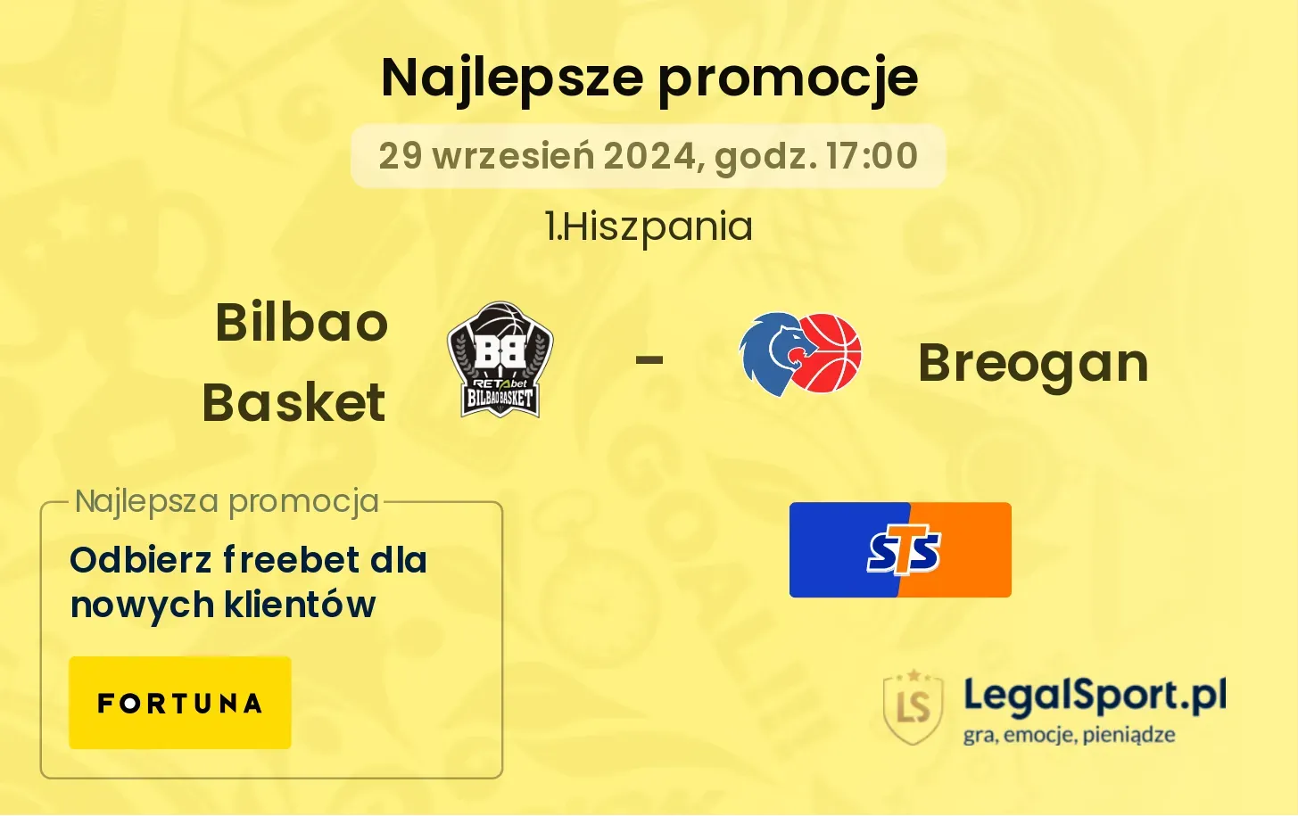 Bilbao Basket - Breogan promocje bukmacherskie 29.09, 17:00