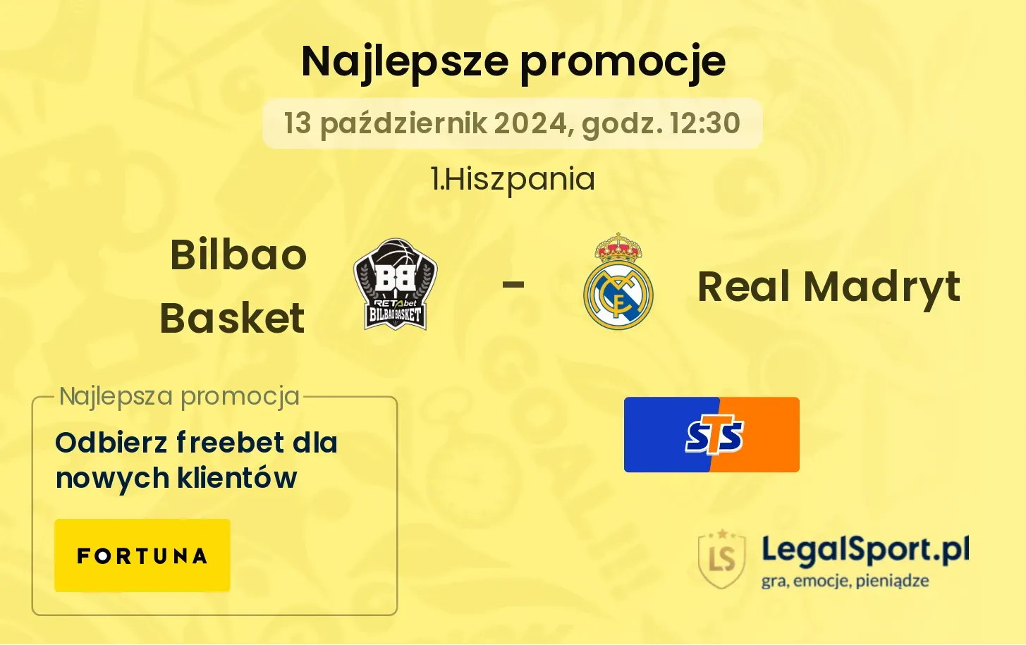 Bilbao Basket - Real Madryt promocje u bukmacherów 13.10, 12:30