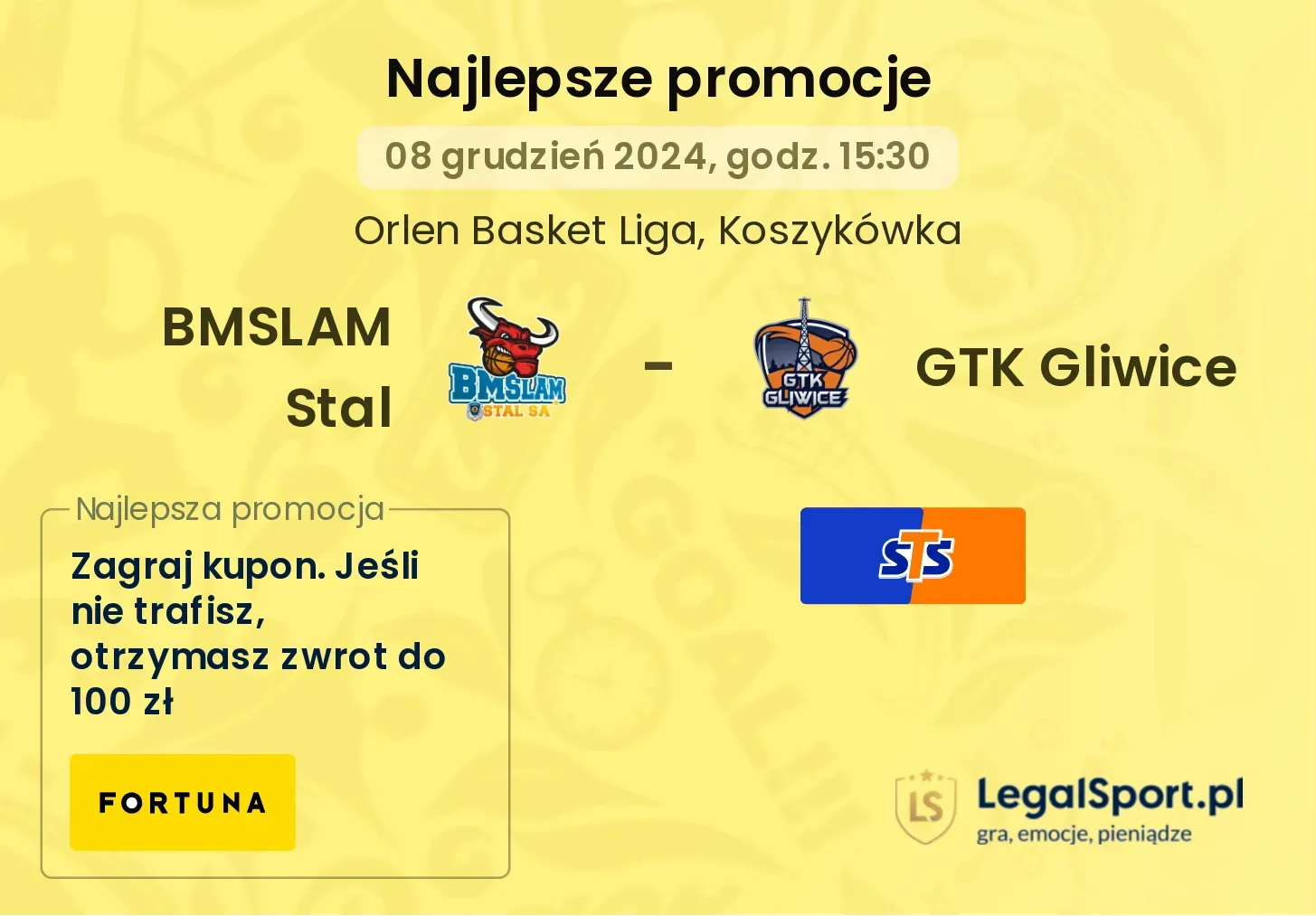 BMSLAM Stal - GTK Gliwice promocje bonusy na mecz