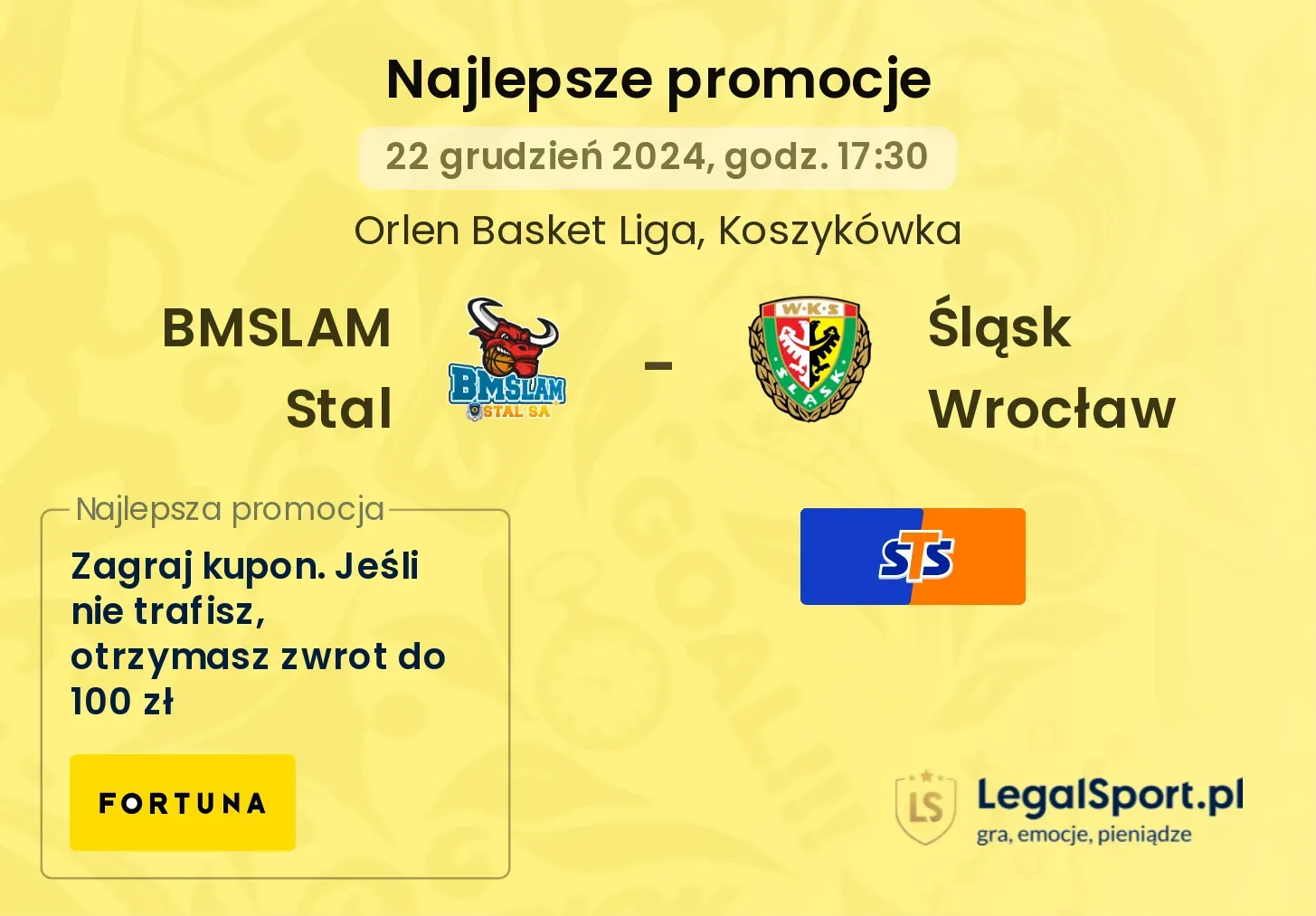 BMSLAM Stal - Śląsk Wrocław promocje bonusy na mecz