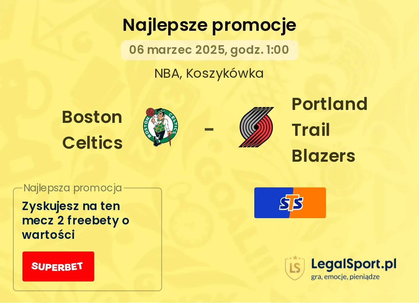 Boston Celtics - Portland Trail Blazers promocje bonusy na mecz