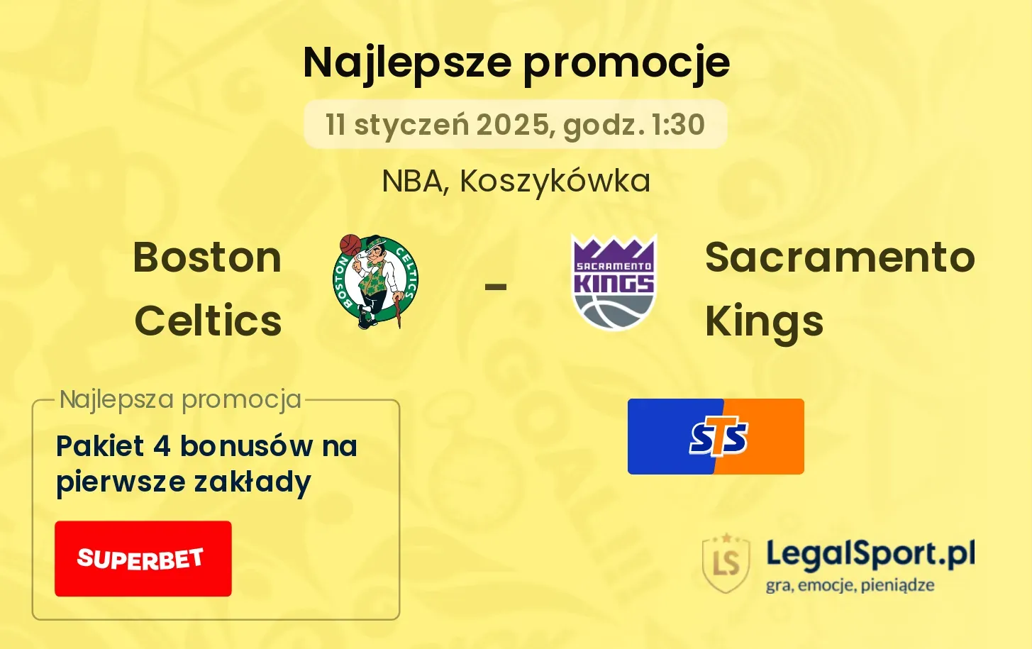 Boston Celtics - Sacramento Kings promocje bonusy na mecz