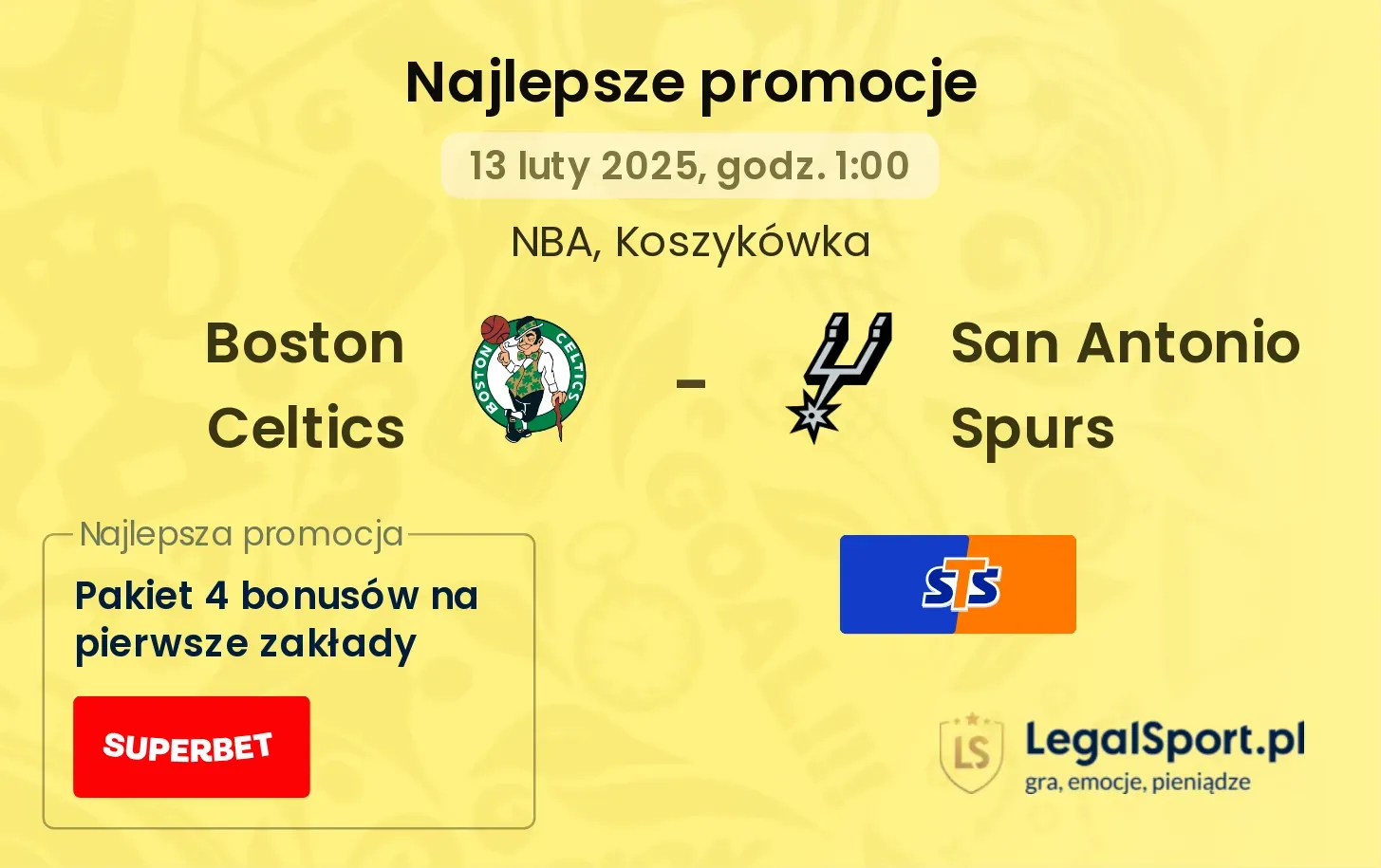 Boston Celtics - San Antonio Spurs promocje bonusy na mecz