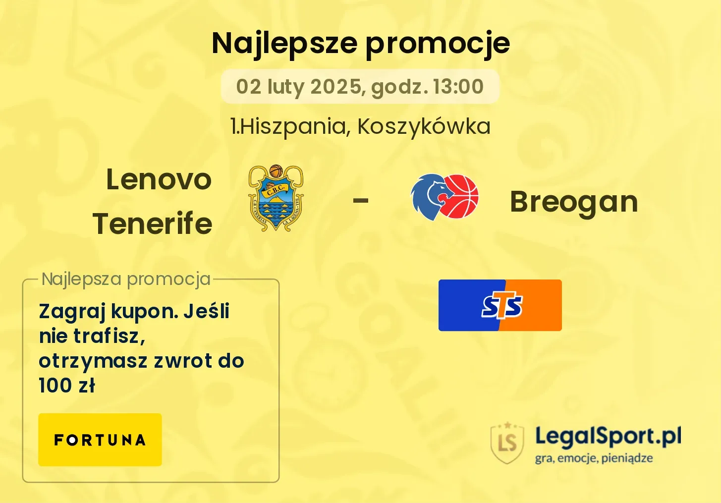 Breogan - Lenovo Tenerife promocje bonusy na mecz