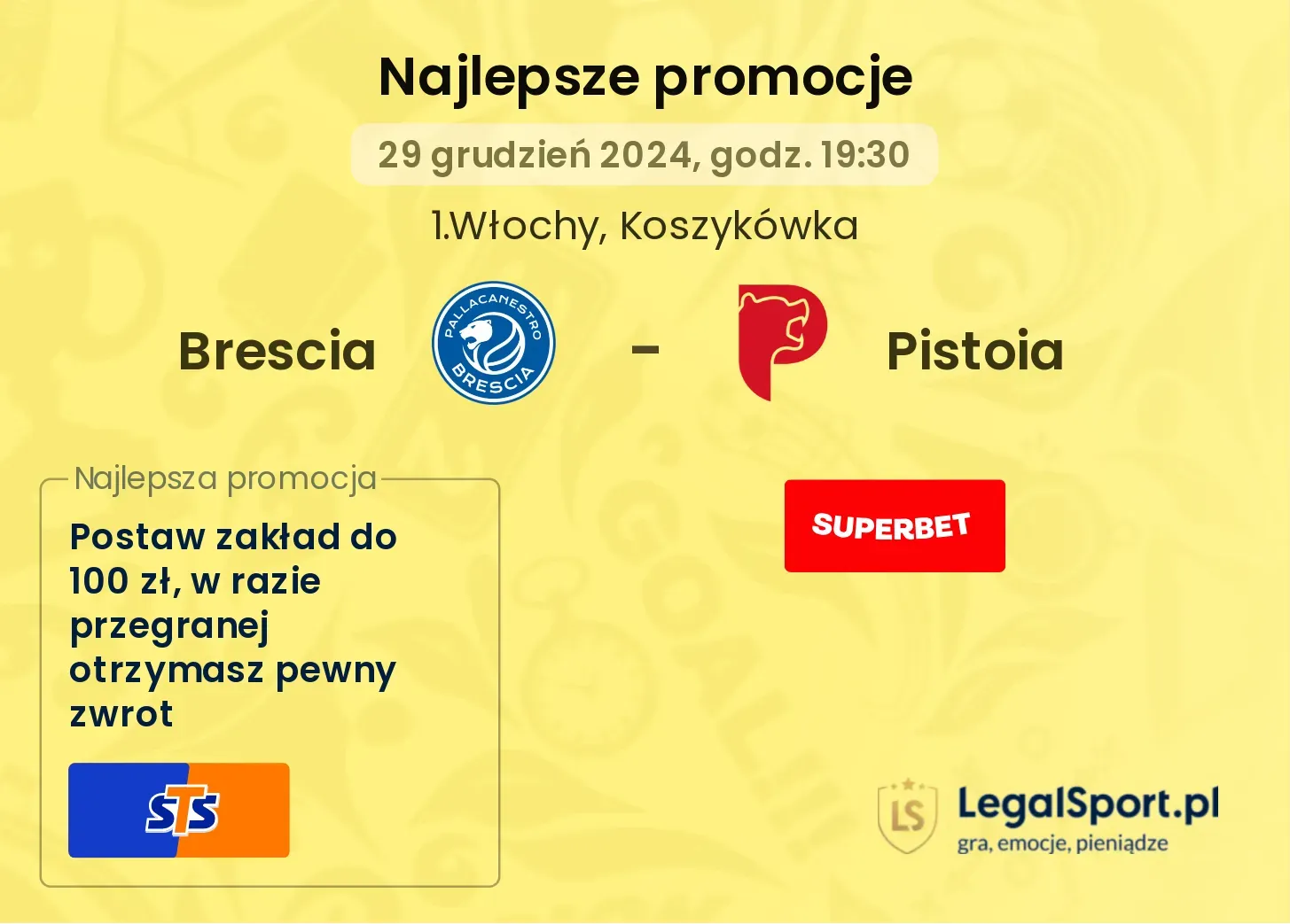 Brescia - Pistoia promocje bonusy na mecz