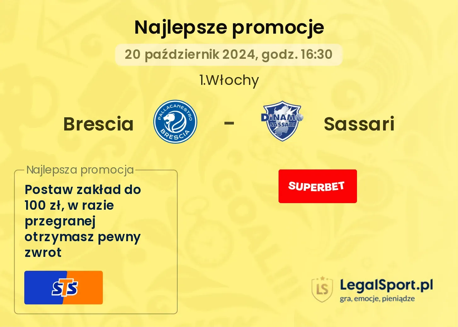 Brescia - Sassari promocje bonusy na mecz