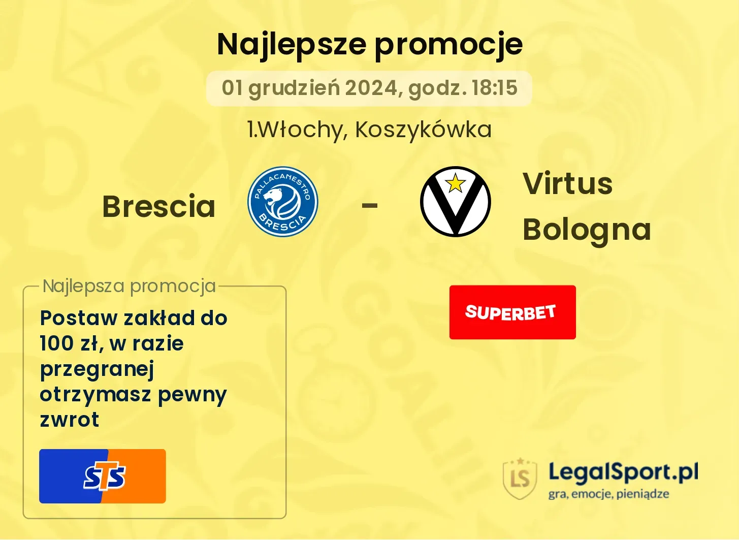 Brescia - Virtus Bologna promocje bonusy na mecz