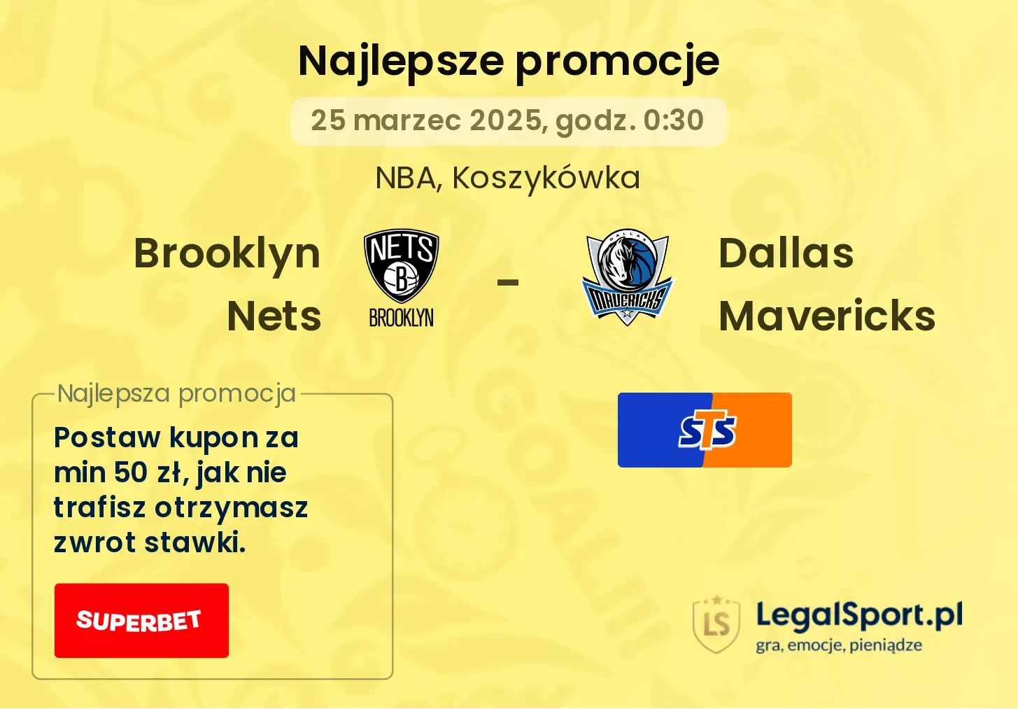 Brooklyn Nets - Dallas Mavericks promocje bukmacherskie