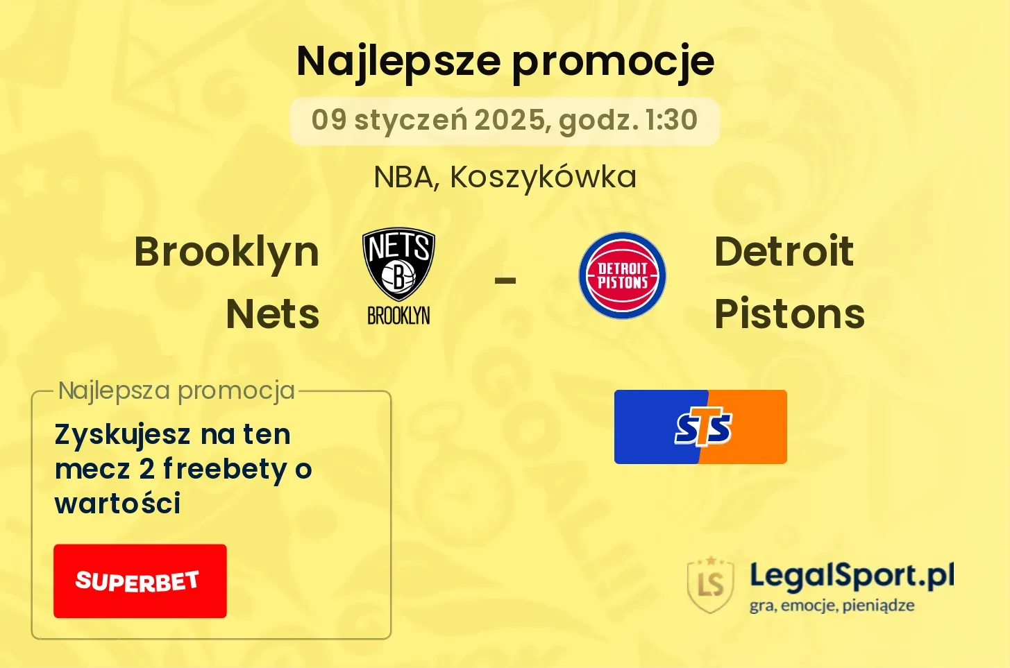 Brooklyn Nets - Detroit Pistons promocje u bukmacherów