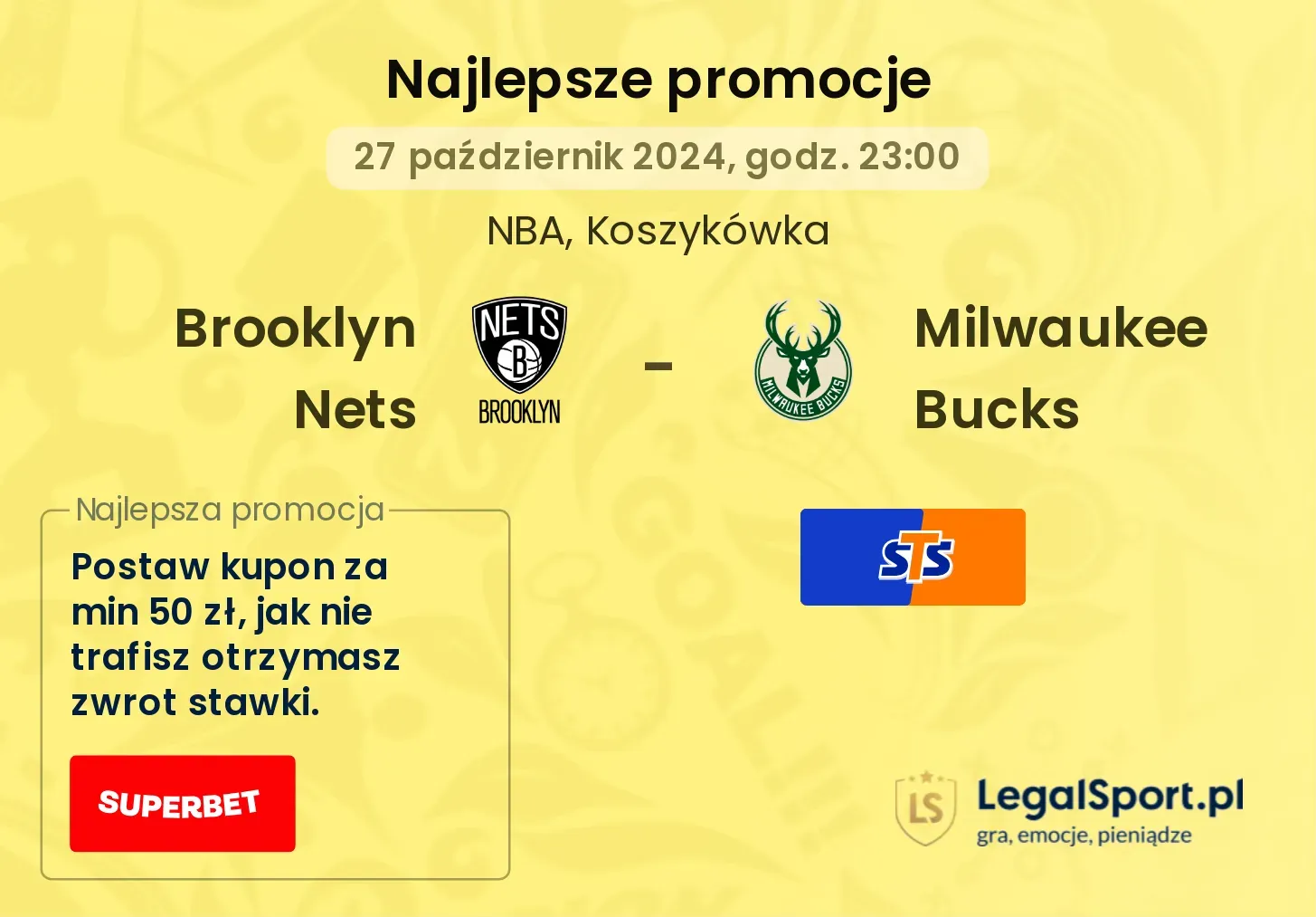 Brooklyn Nets - Milwaukee Bucks promocje bonusy na mecz