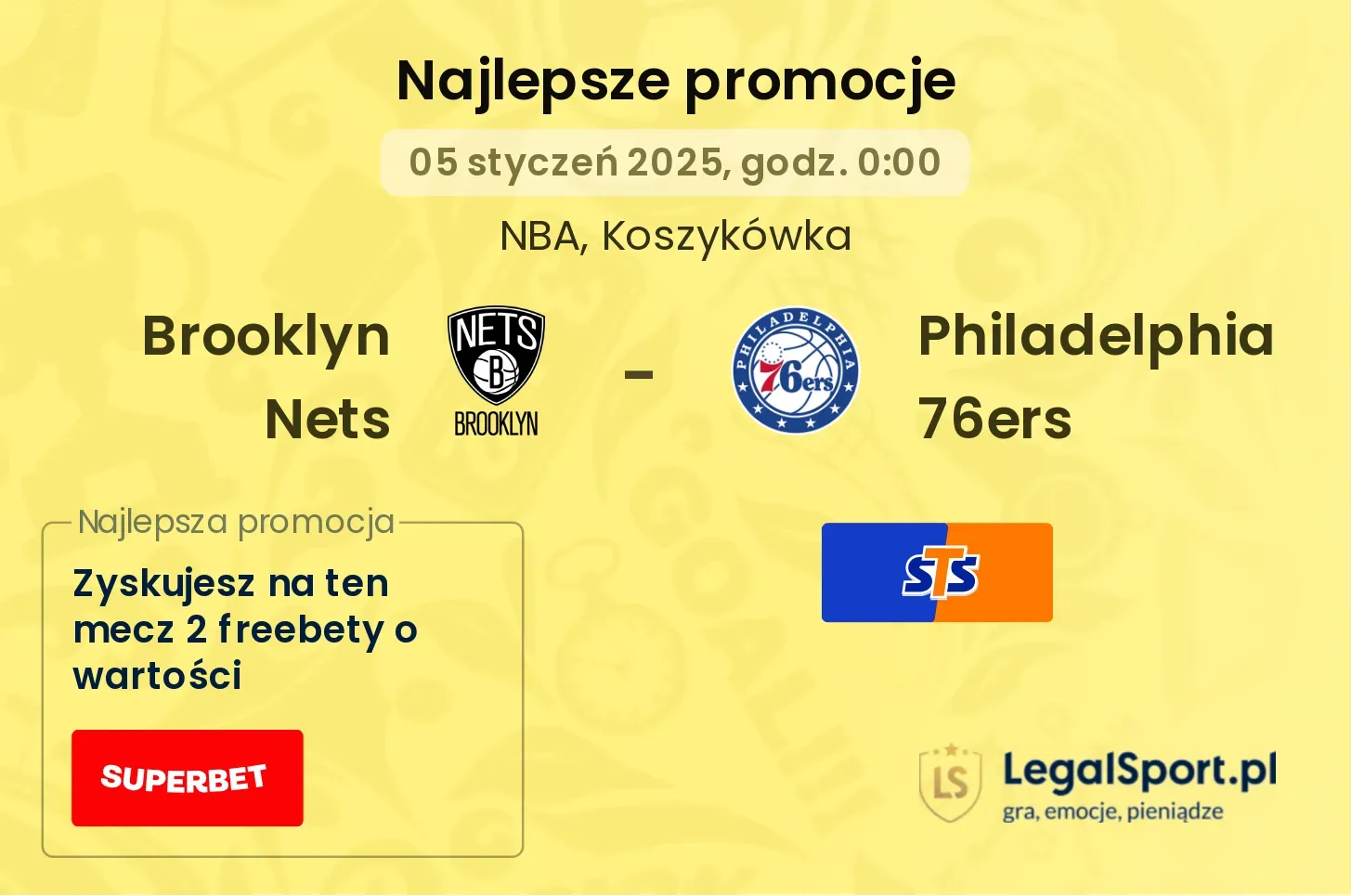 Brooklyn Nets - Philadelphia 76ers promocje bonusy na mecz