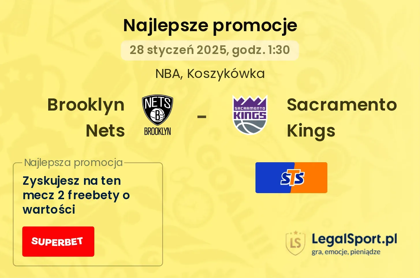 Brooklyn Nets - Sacramento Kings promocje bonusy na mecz