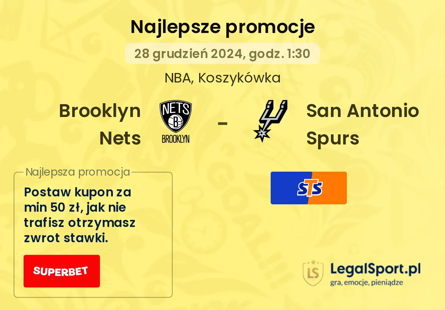 Brooklyn Nets - San Antonio Spurs promocje bonusy na mecz