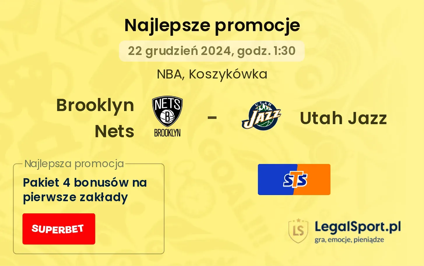 Brooklyn Nets - Utah Jazz promocje bonusy na mecz