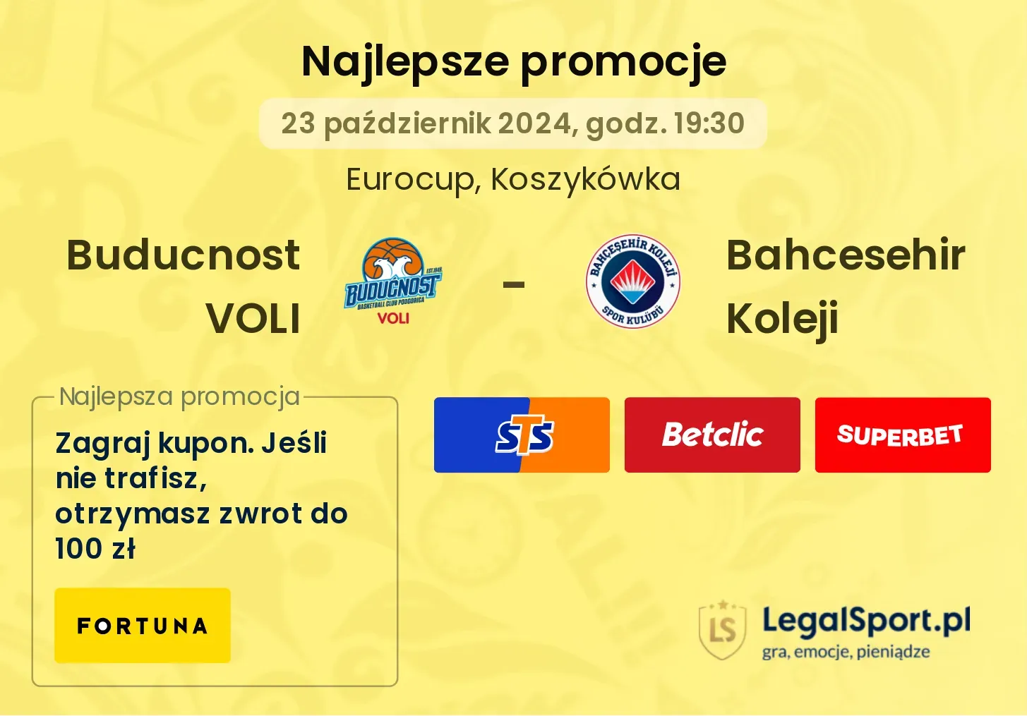 Buducnost VOLI - Bahcesehir Koleji promocje bonusy na mecz