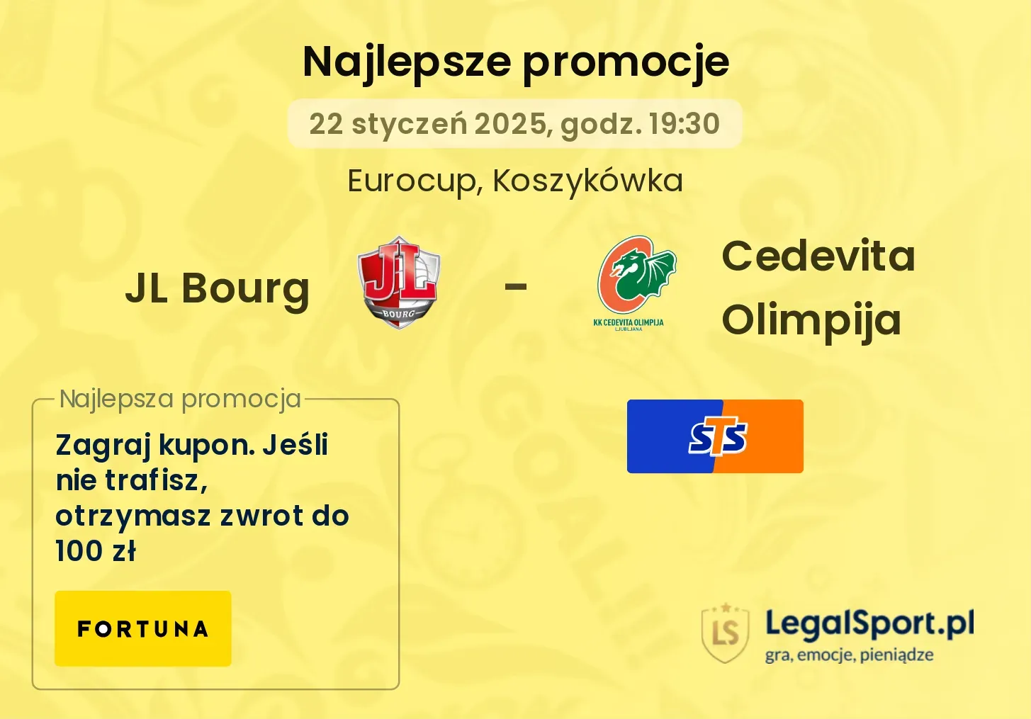 JL Bourg - Cedevita Olimpija promocje u bukmacherów