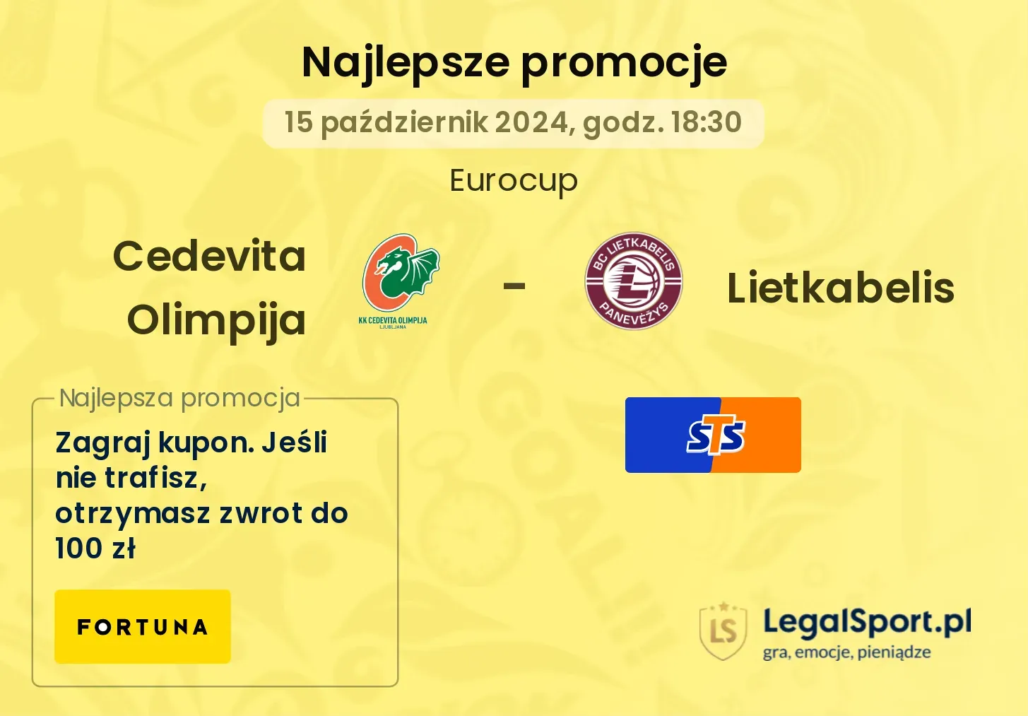 Cedevita Olimpija - Lietkabelis promocje bonusy na mecz