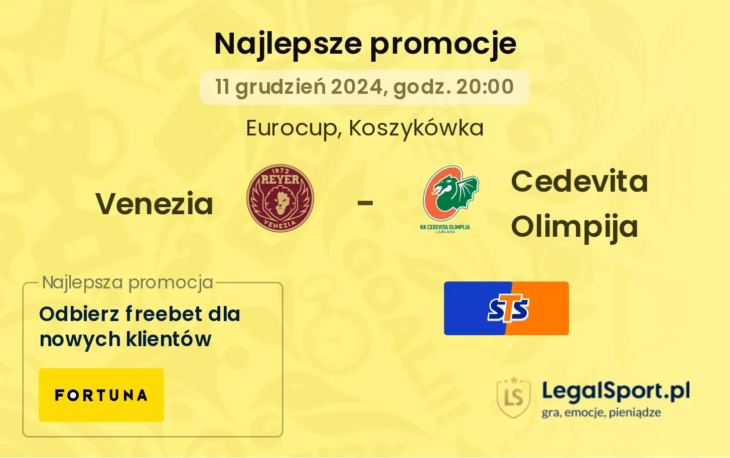 Cedevita Olimpija - Venezia promocje bonusy na mecz