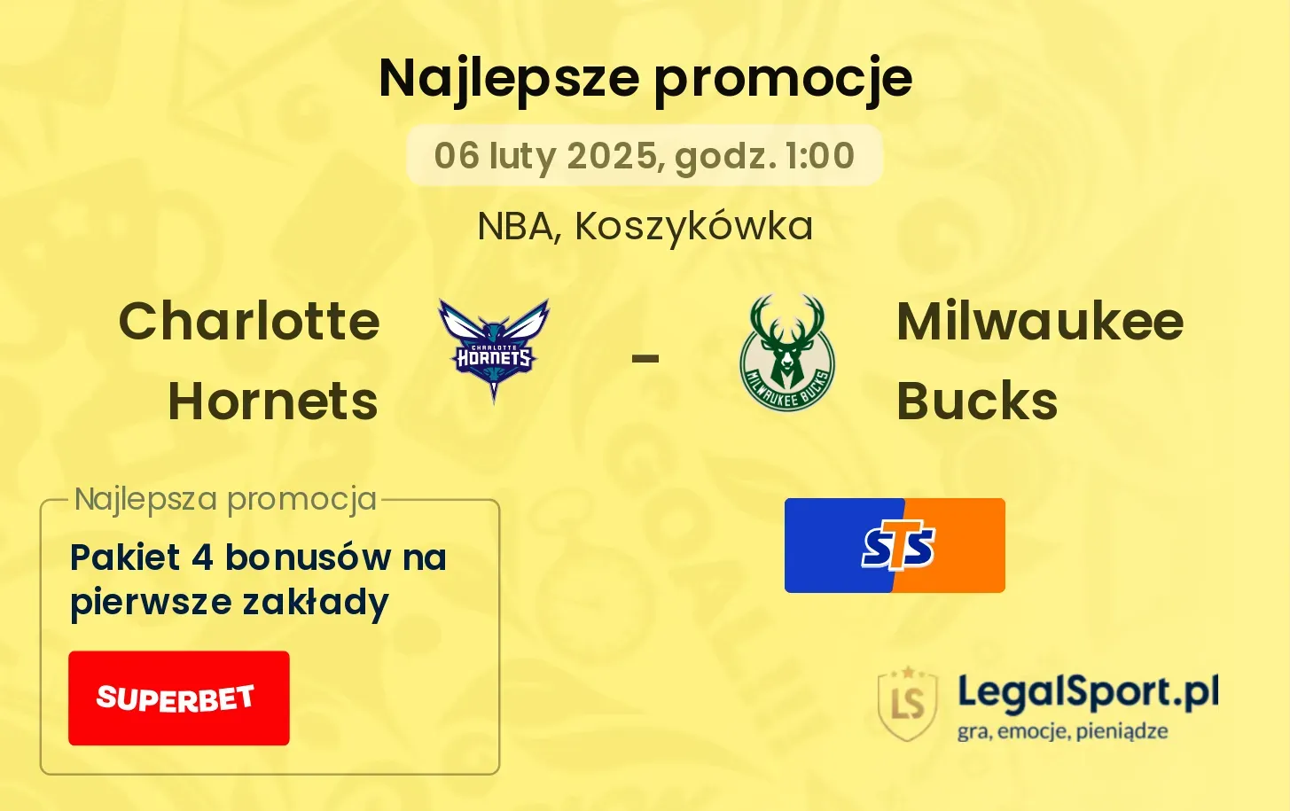 Charlotte Hornets - Milwaukee Bucks promocje u bukmacherów