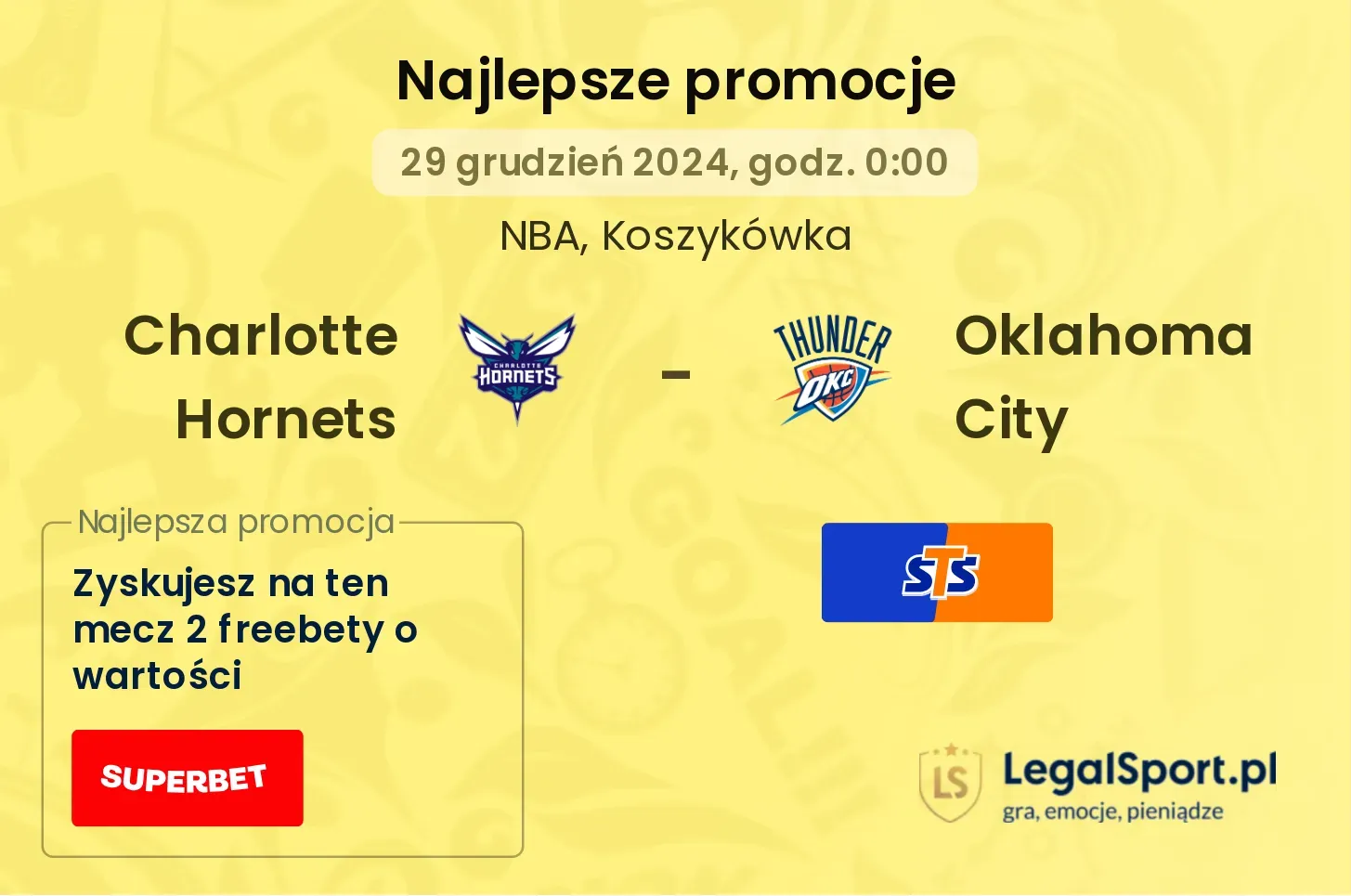 Charlotte Hornets - Oklahoma City promocje bonusy na mecz