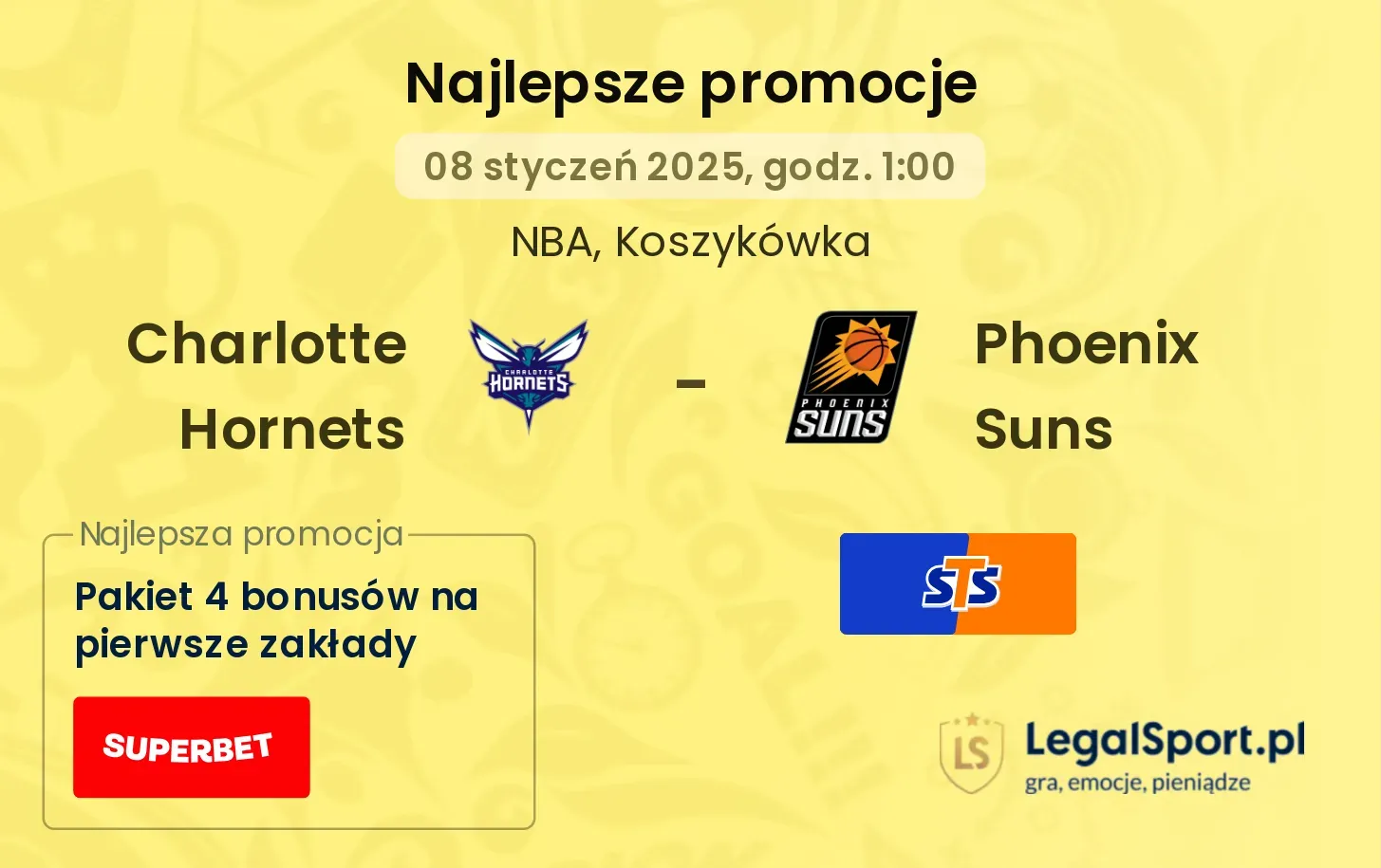 Charlotte Hornets - Phoenix Suns promocje bonusy na mecz