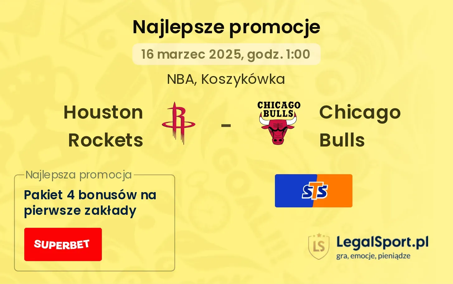 Houston Rockets - Chicago Bulls promocje u bukmacherów