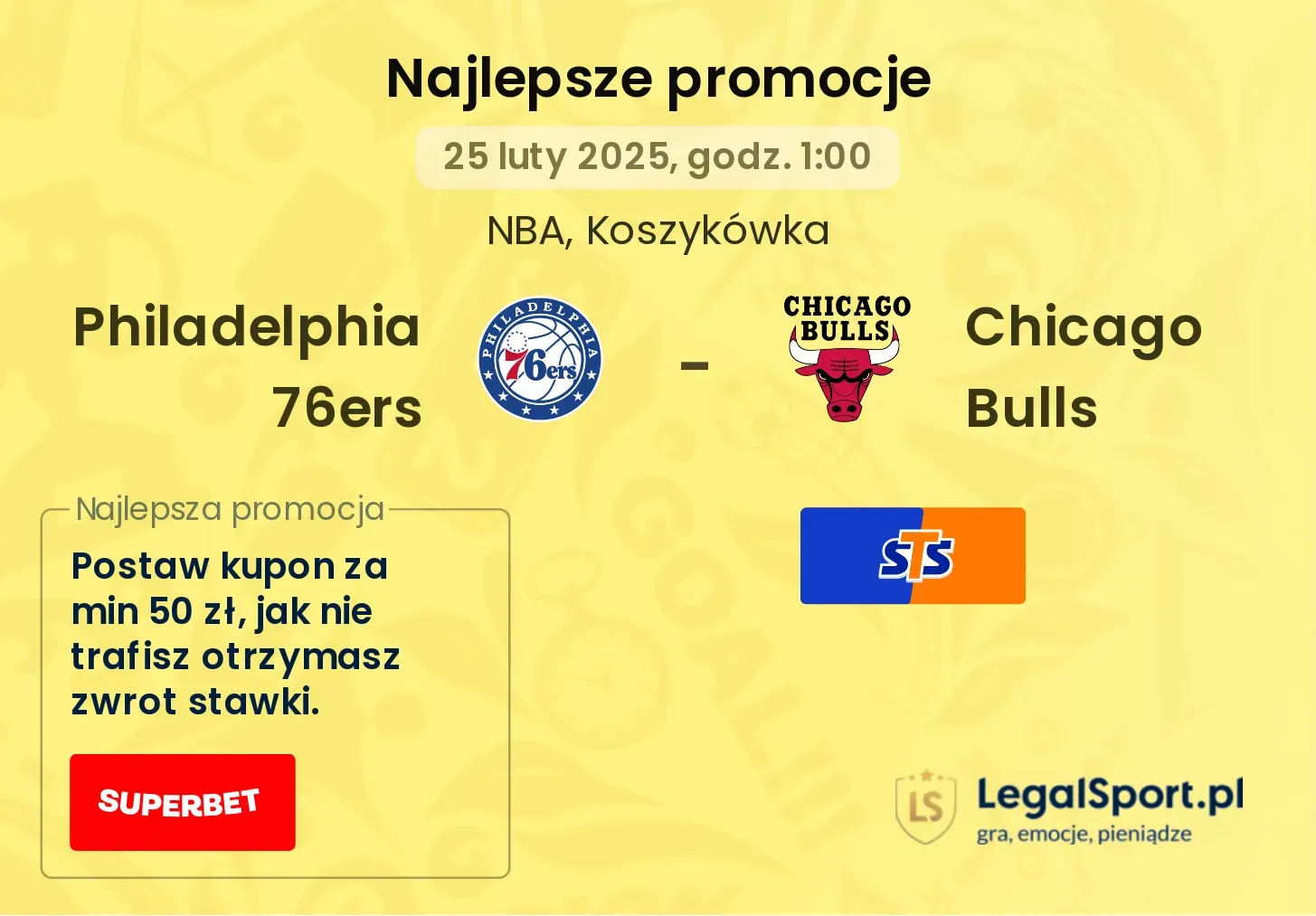 Chicago Bulls - Philadelphia 76ers promocje bonusy na mecz