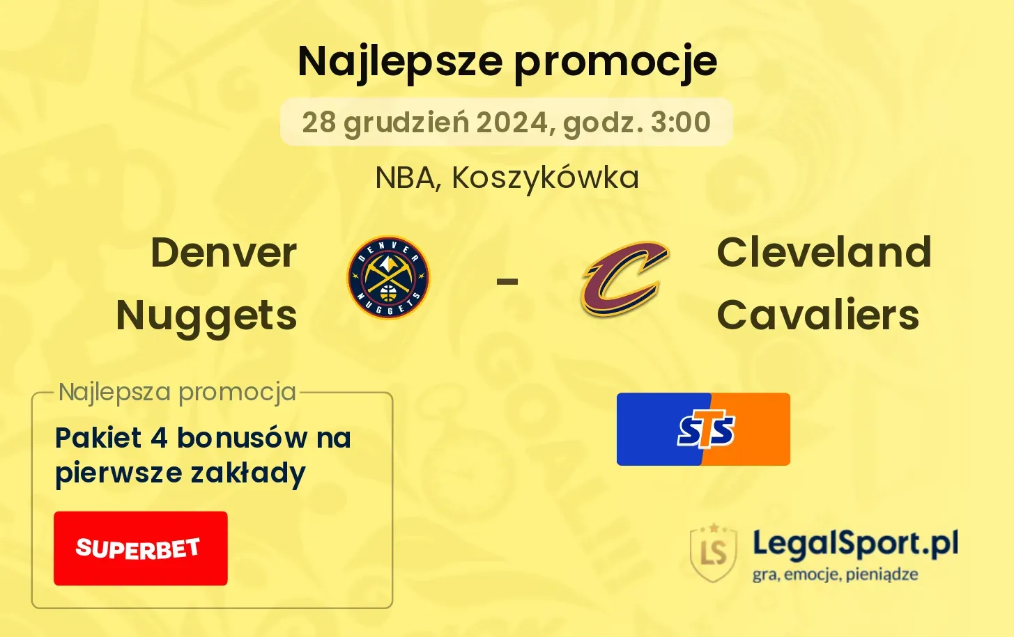 Cleveland Cavaliers - Denver Nuggets promocje bonusy na mecz