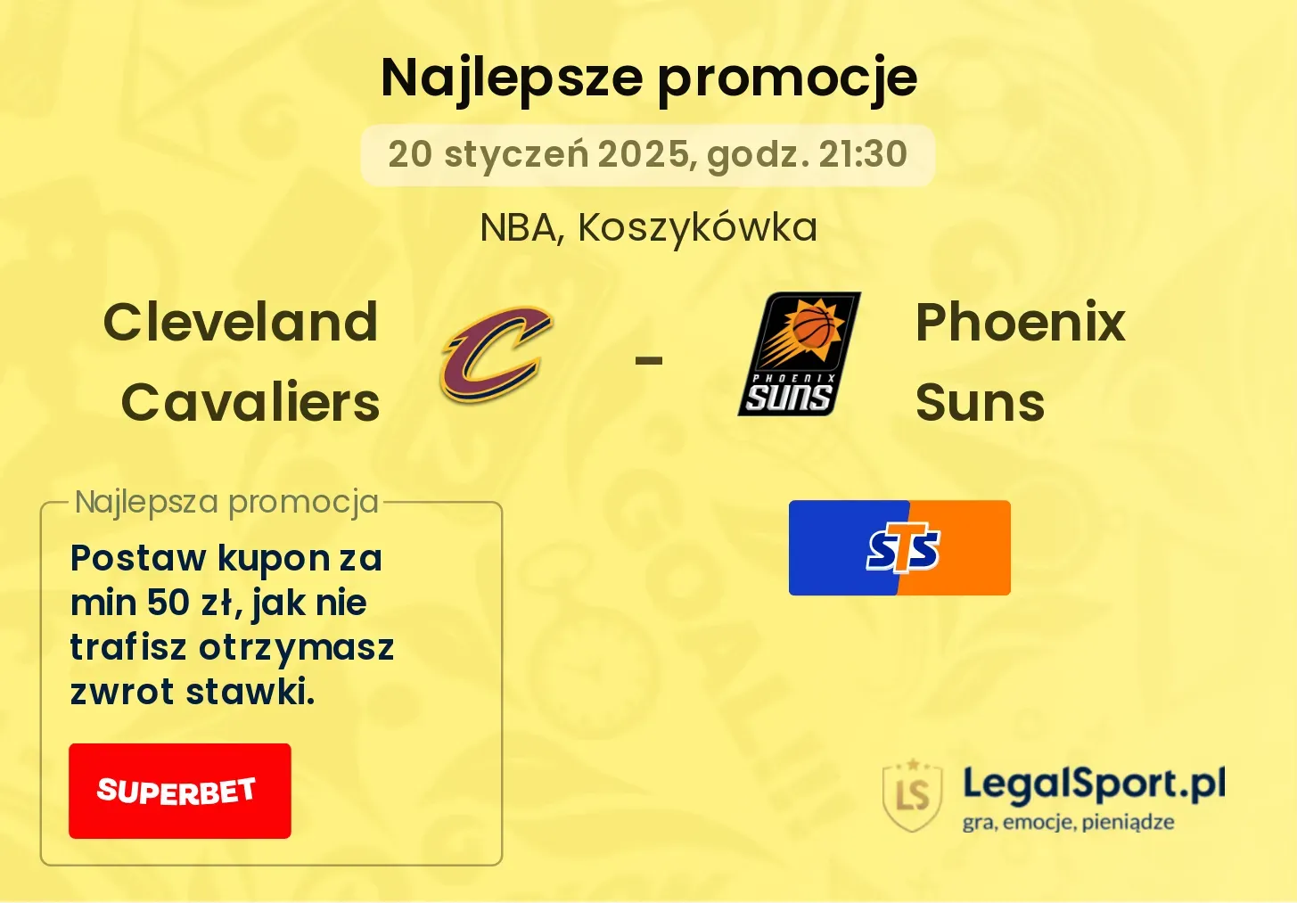 Cleveland Cavaliers - Phoenix Suns promocje bonusy na mecz