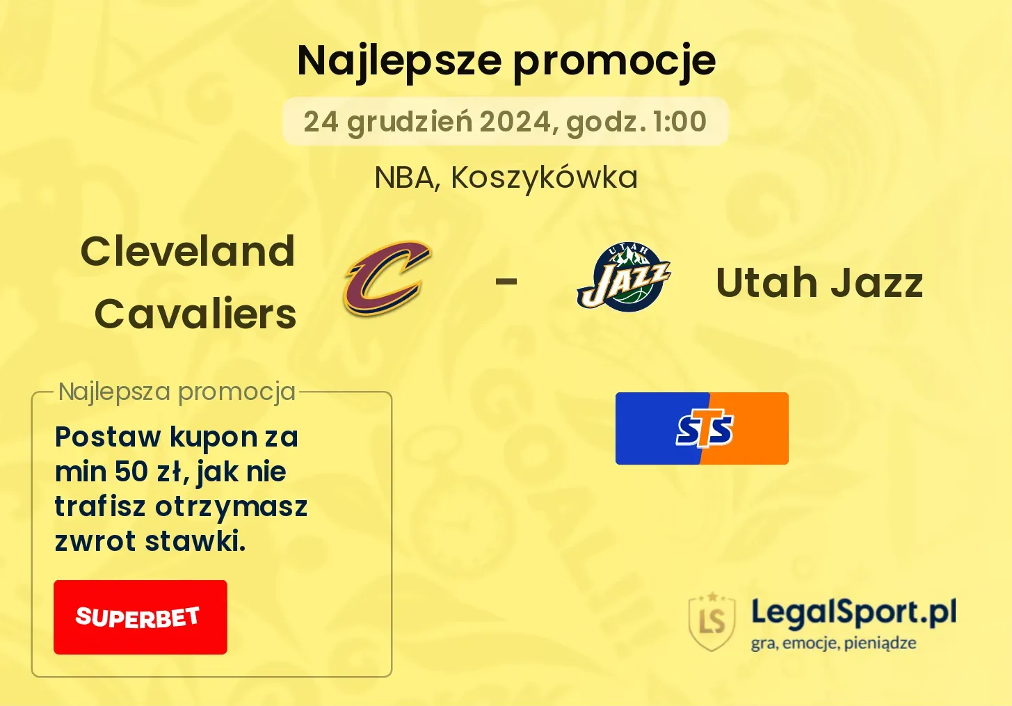 Cleveland Cavaliers - Utah Jazz promocje bonusy na mecz