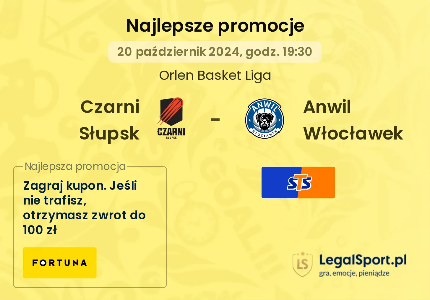 Czarni Słupsk - Anwil Włocławek promocje bonusy na mecz