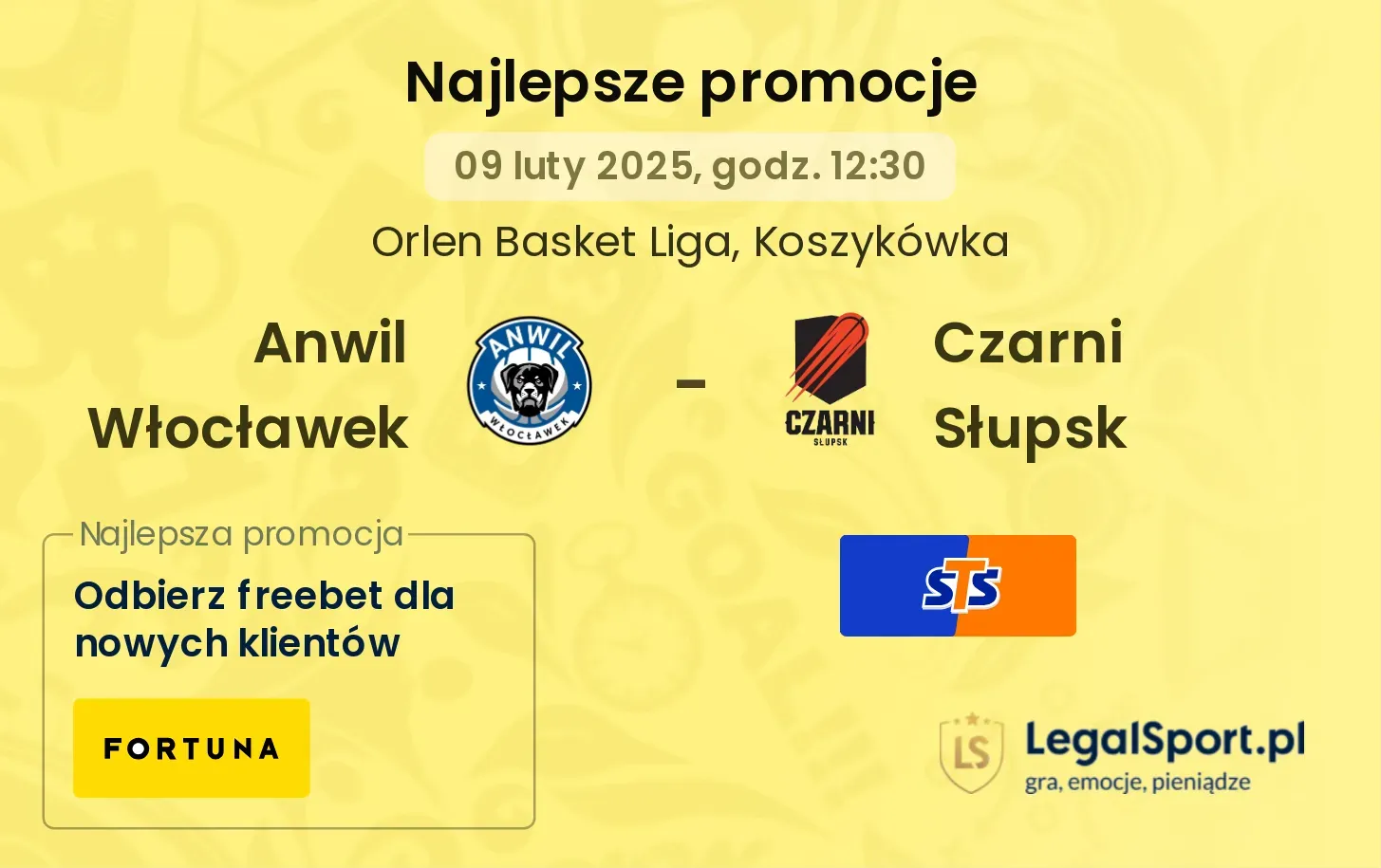 Czarni Słupsk - Anwil Włocławek promocje bukmacherskie 20.10, 19:30