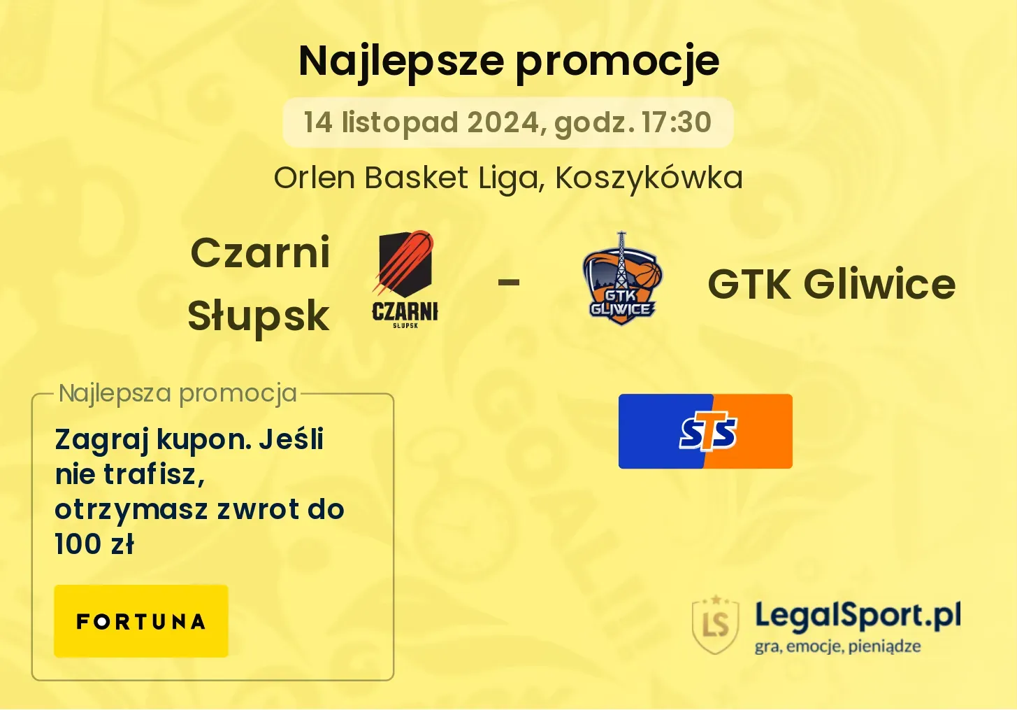 Czarni Słupsk - GTK Gliwice promocje bonusy na mecz