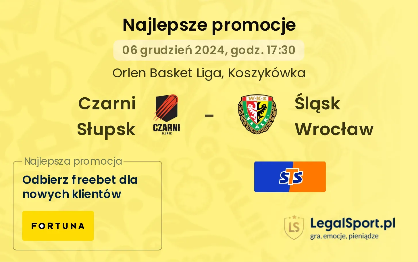 Czarni Słupsk - Śląsk Wrocław promocje bonusy na mecz