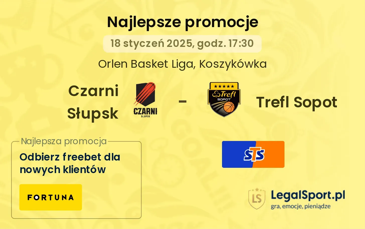 Czarni Słupsk - Trefl Sopot promocje bonusy na mecz