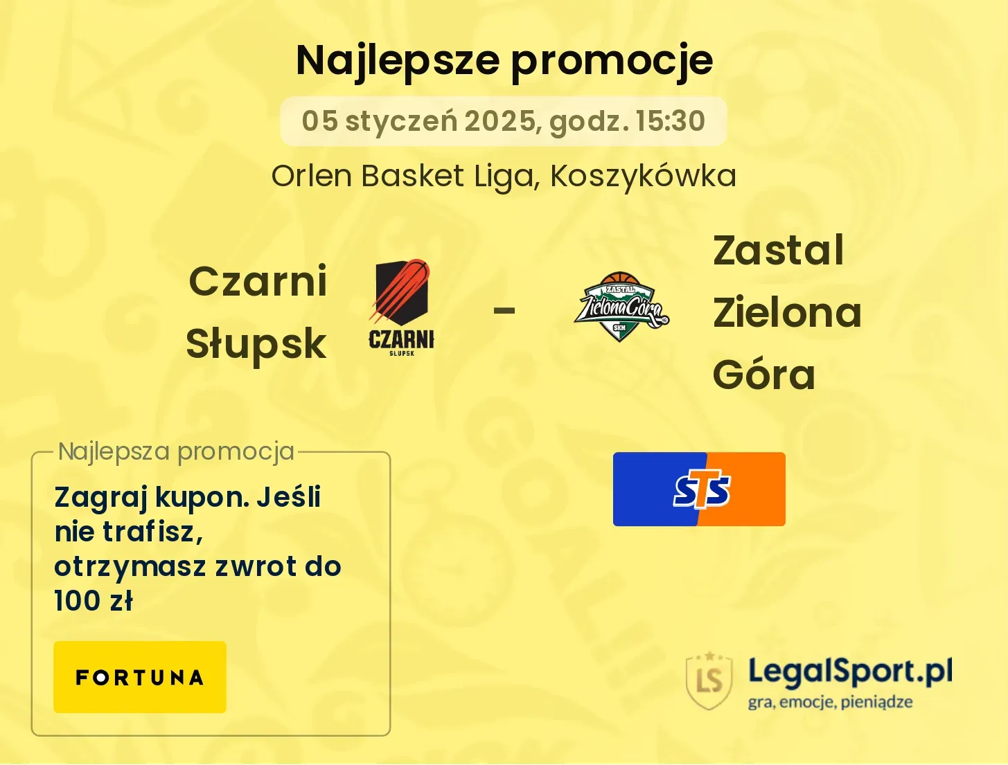 Czarni Słupsk - Zastal Zielona Góra promocje bonusy na mecz