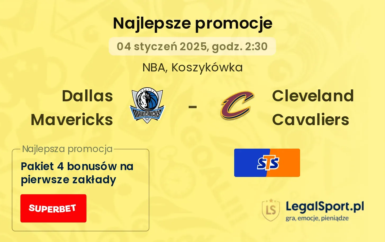 Dallas Mavericks - Cleveland Cavaliers promocje bonusy na mecz