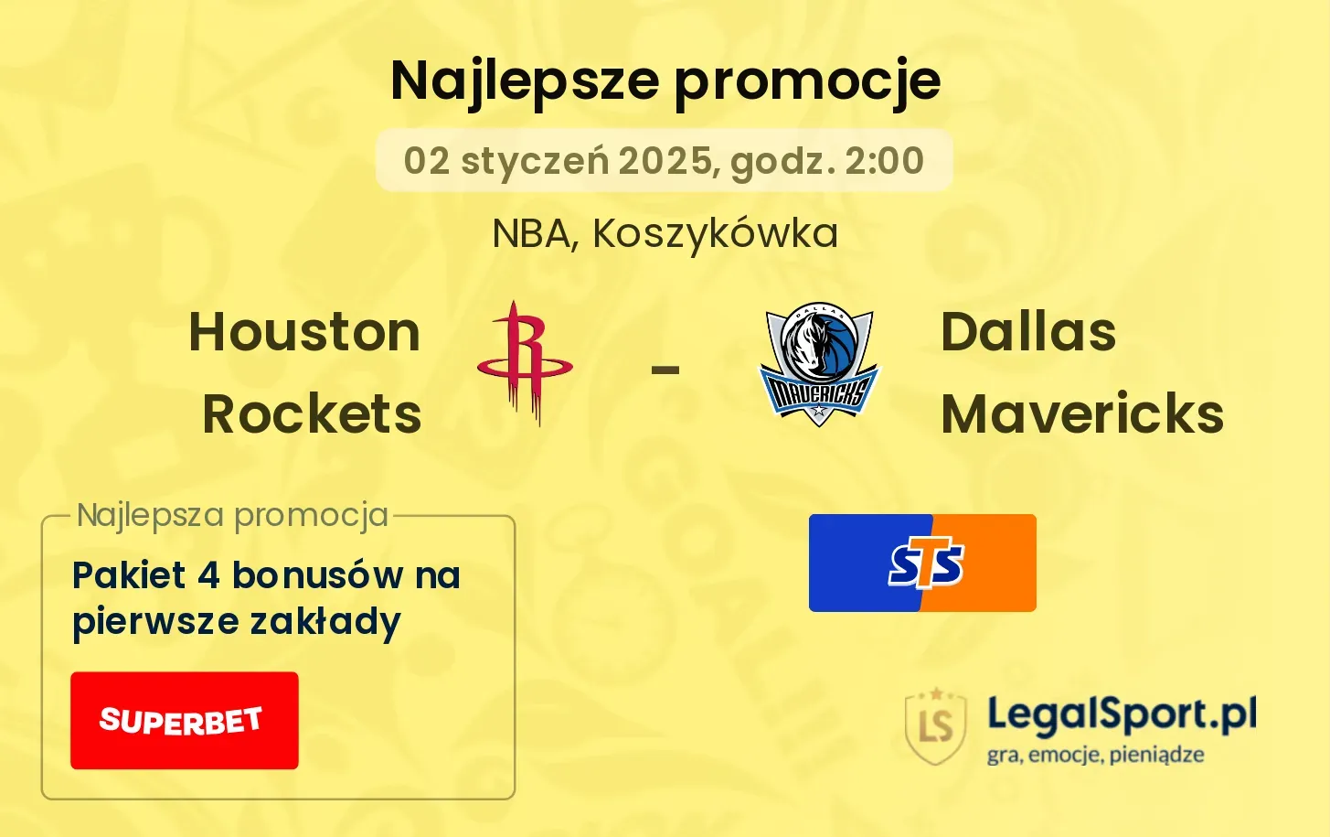 Houston Rockets - Dallas Mavericks promocje u bukmacherów