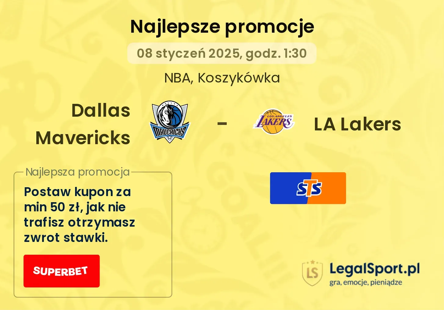 Dallas Mavericks - LA Lakers promocje bonusy na mecz