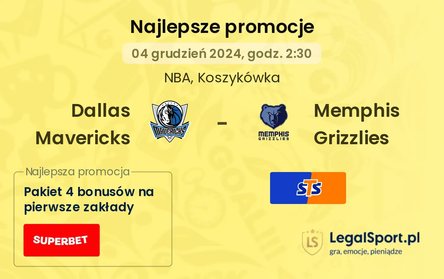 Dallas Mavericks - Memphis Grizzlies promocje bonusy na mecz