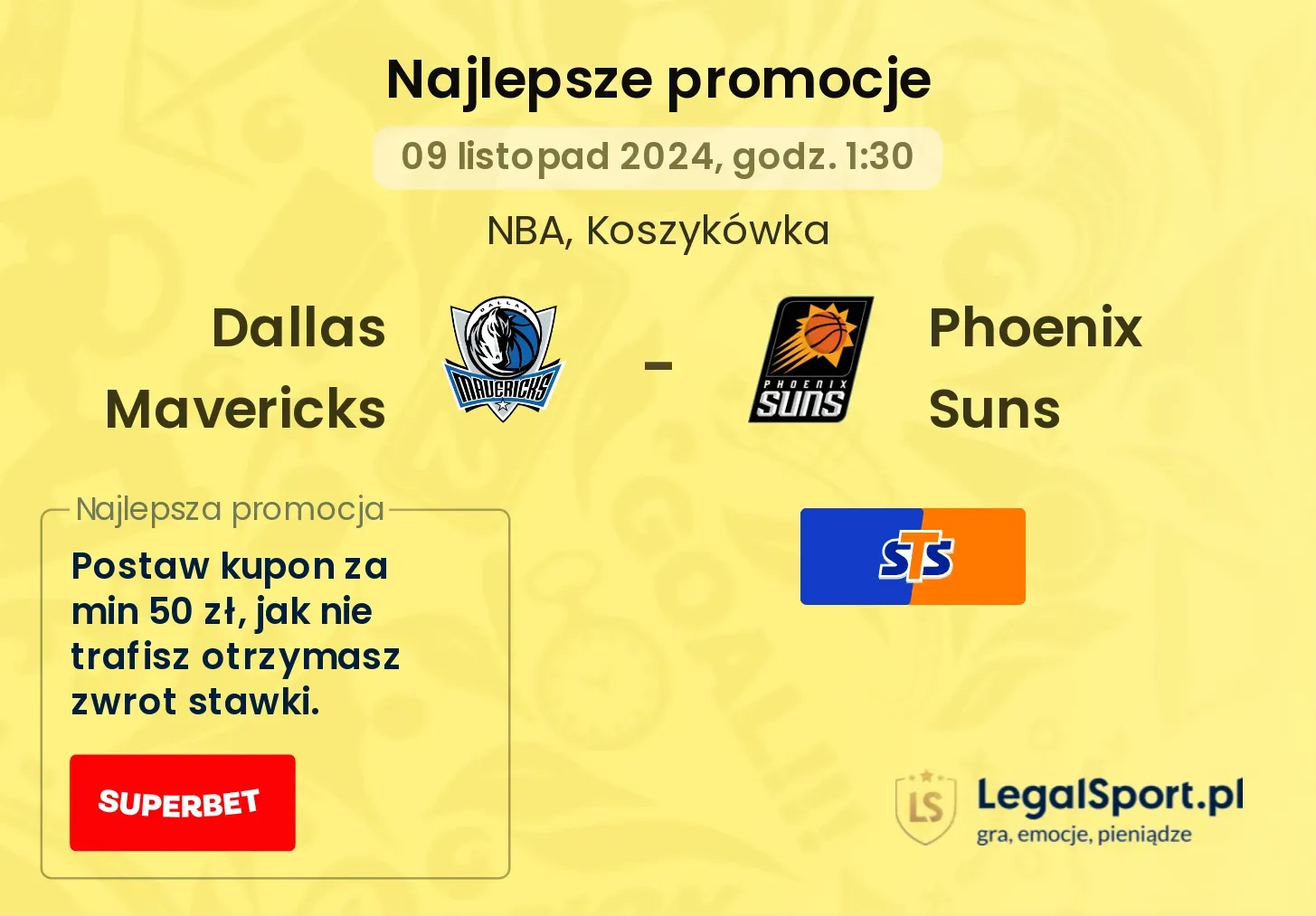 Dallas Mavericks - Phoenix Suns promocje bonusy na mecz