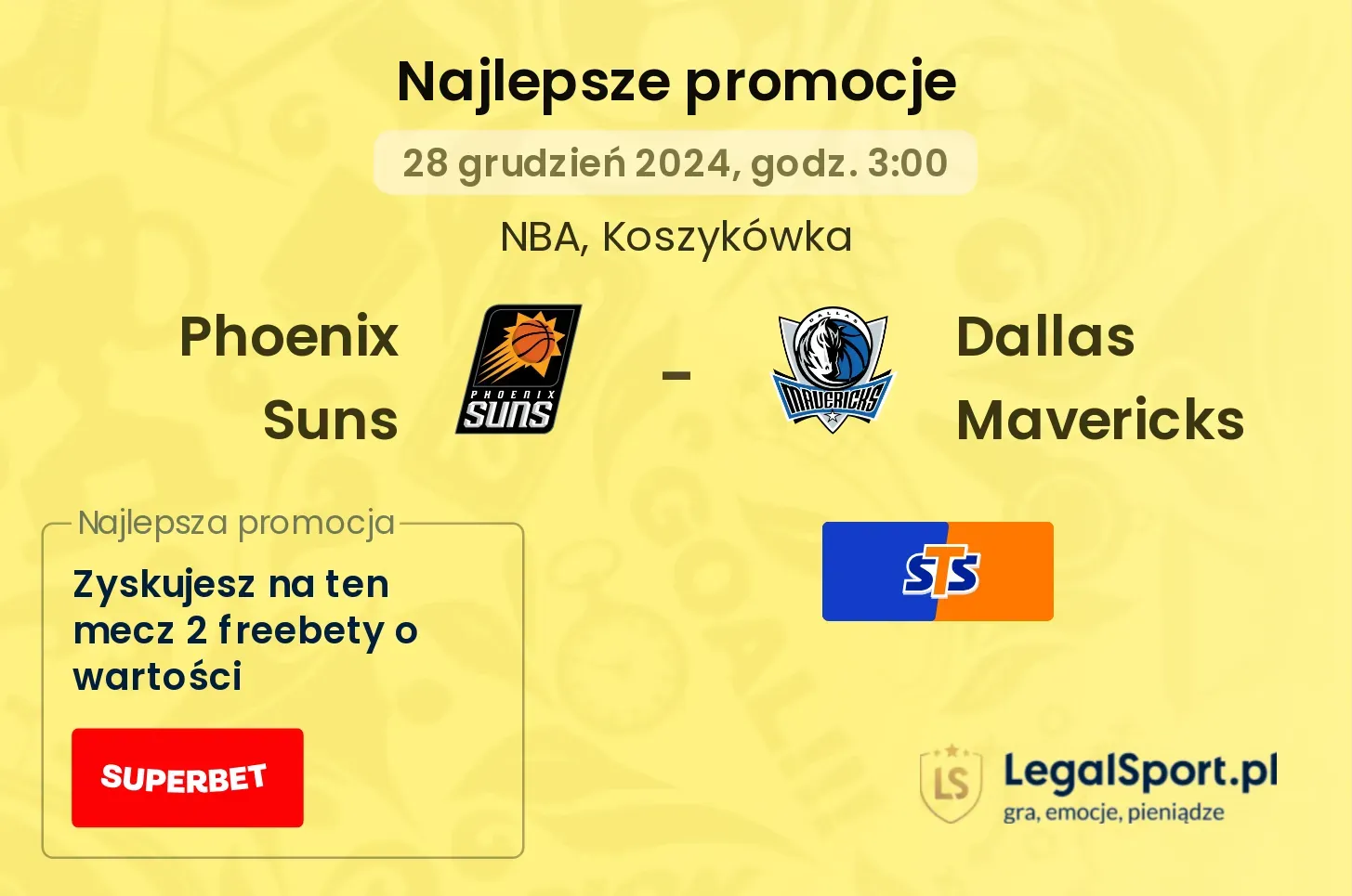 Phoenix Suns - Dallas Mavericks promocje bukmacherskie