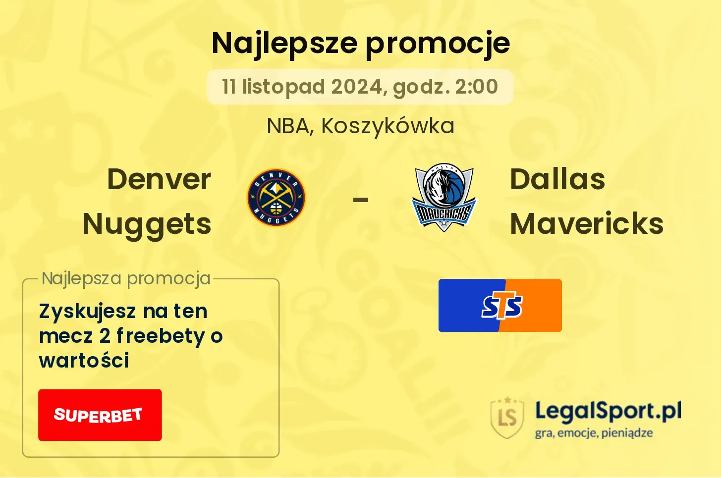 Denver Nuggets - Dallas Mavericks promocje bonusy na mecz